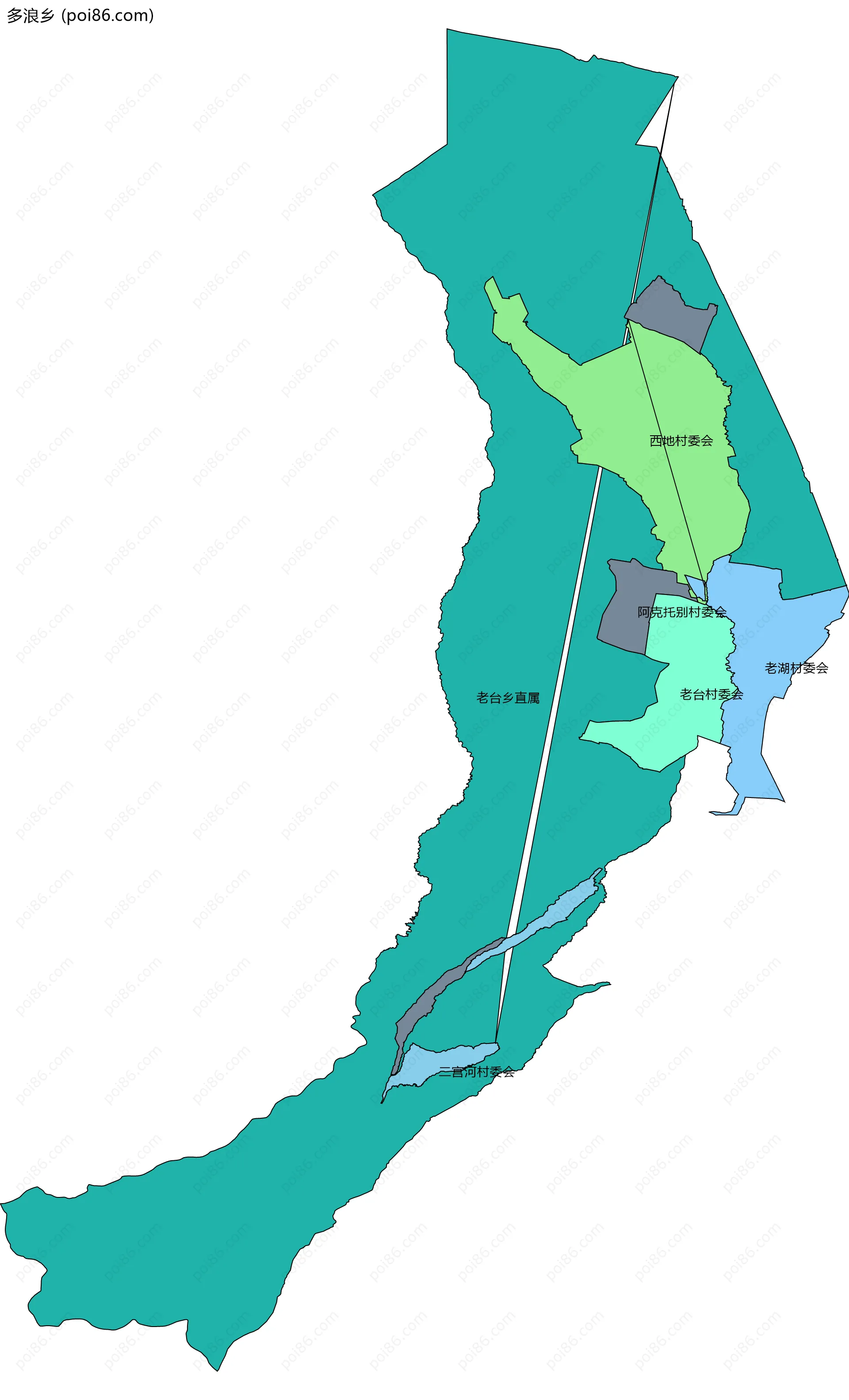 多浪乡边界地图(五级行政区划)