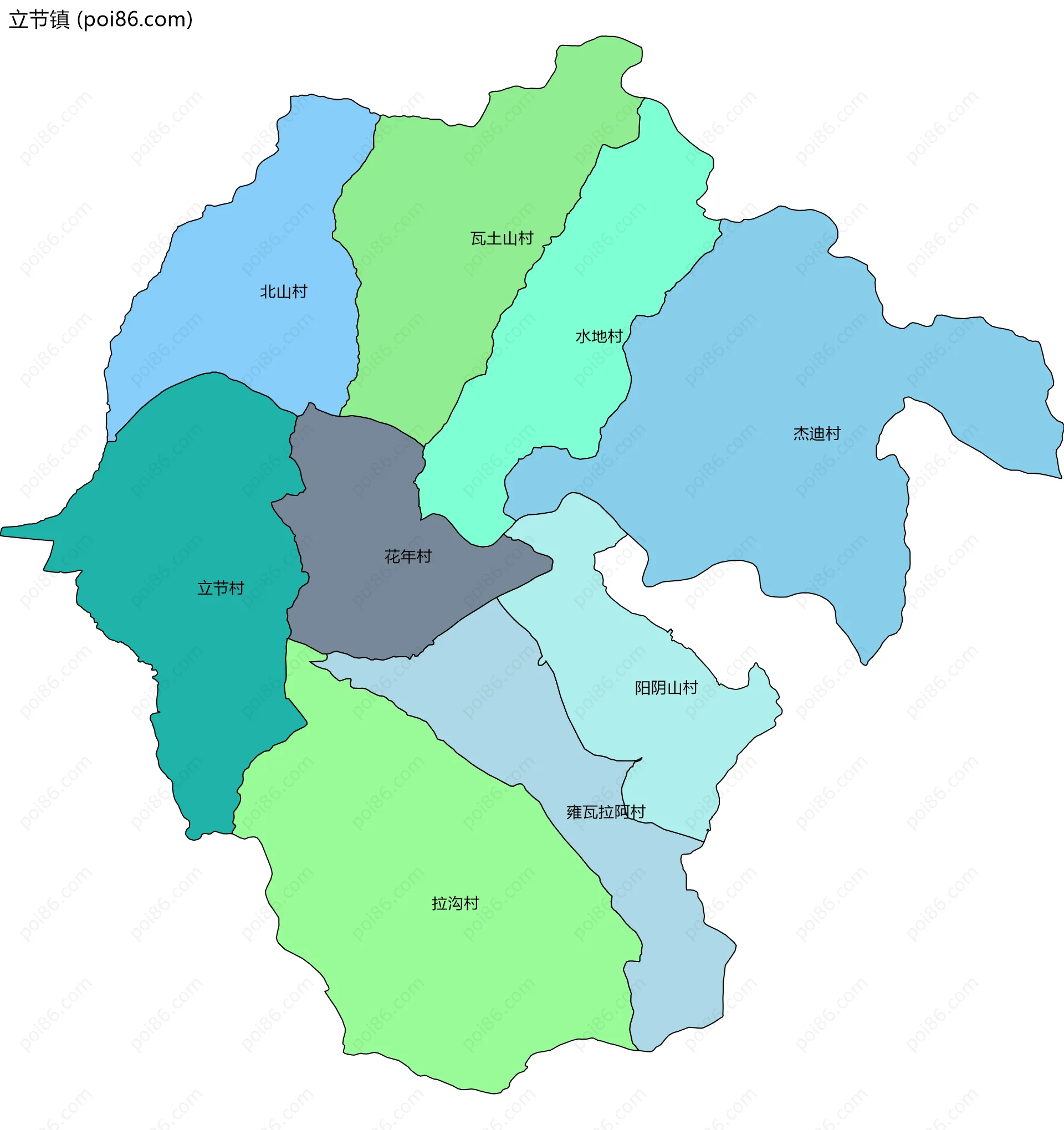 立节镇边界地图(五级行政区划)