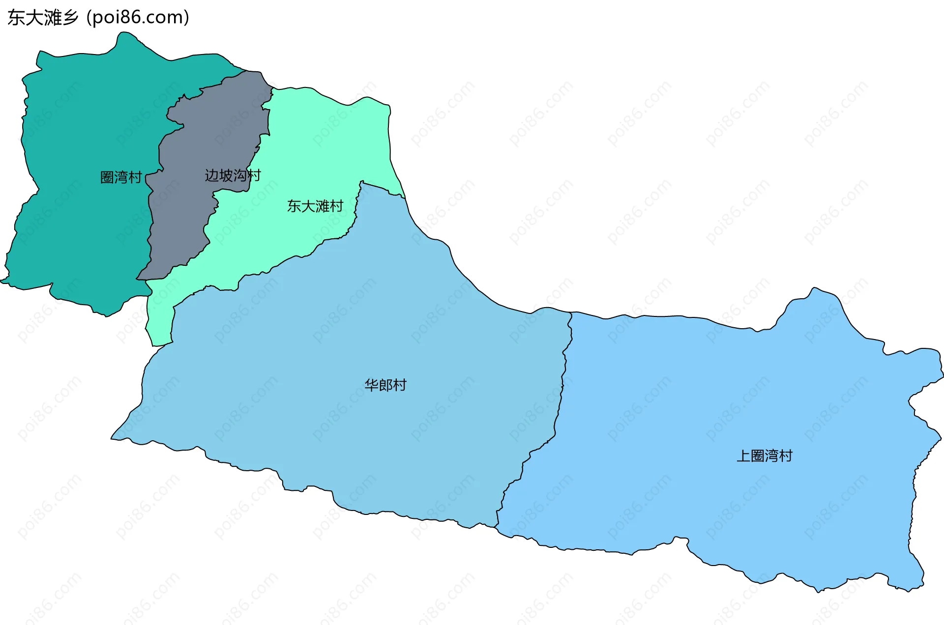 东大滩乡边界地图(五级行政区划)
