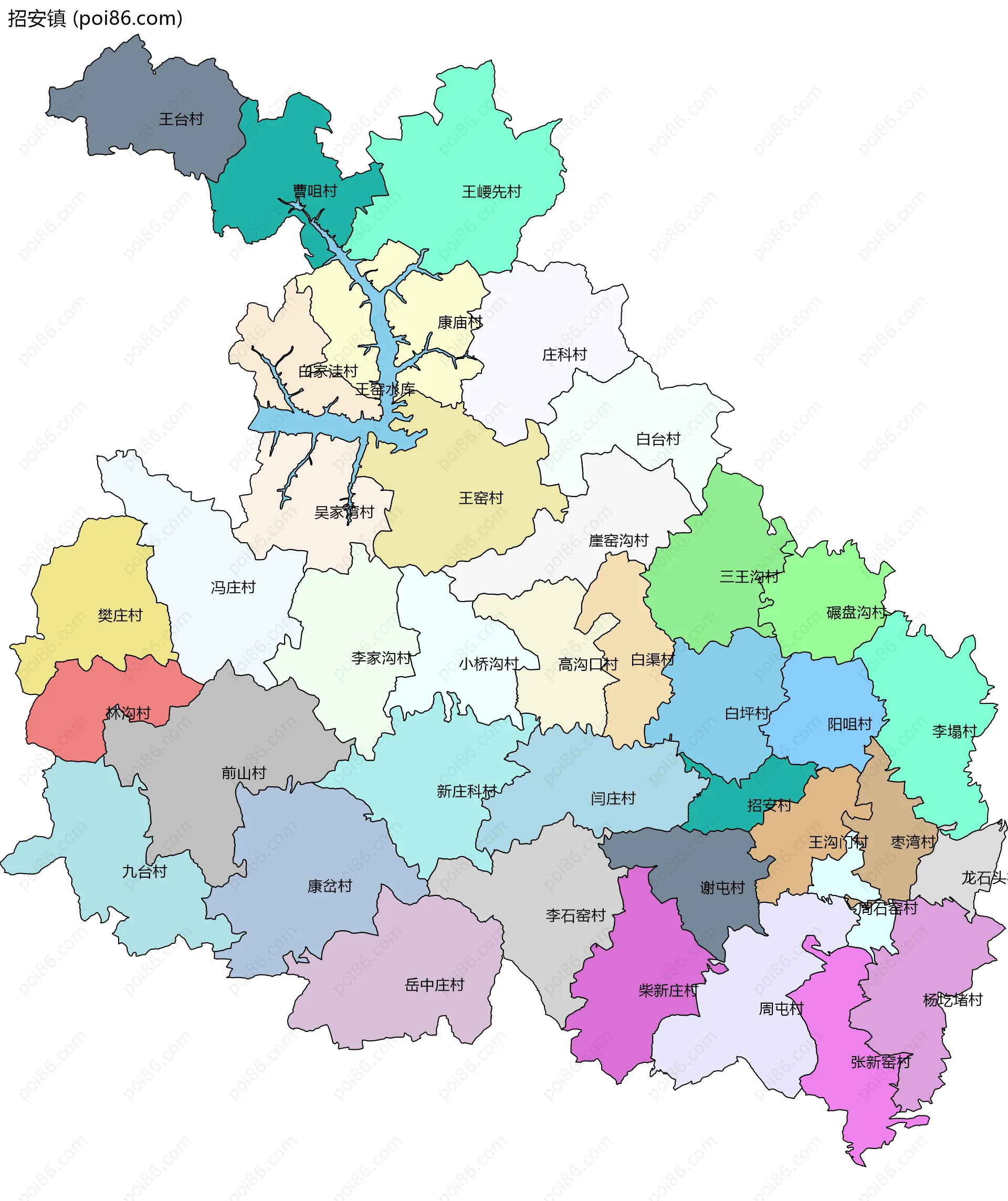 招安镇边界地图(五级行政区划)