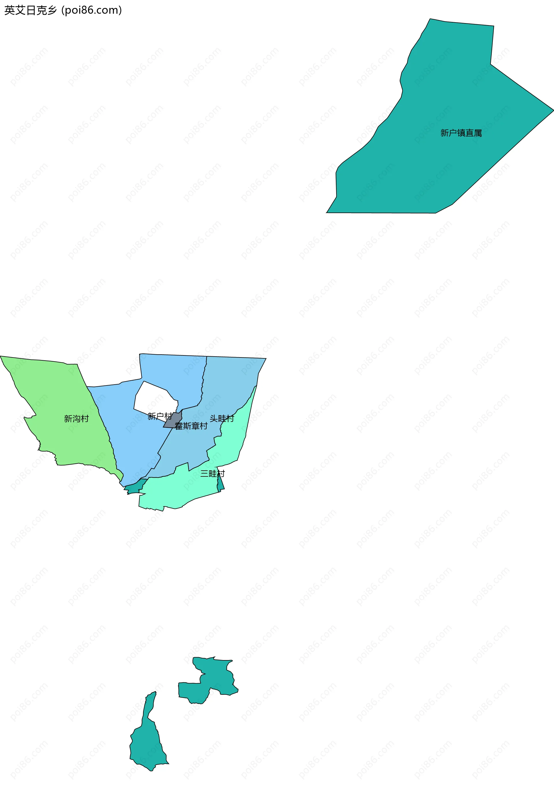 英艾日克乡边界地图(五级行政区划)