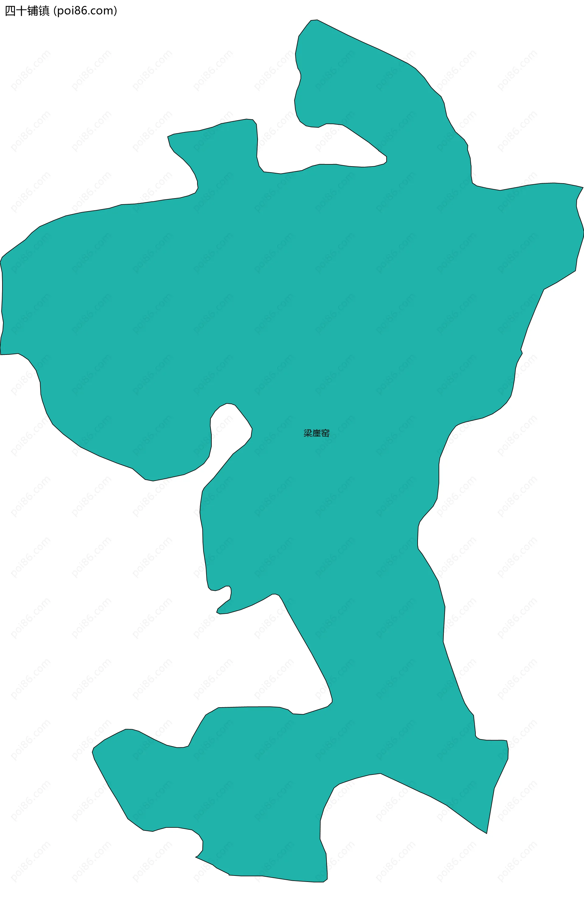 四十铺镇边界地图(五级行政区划)