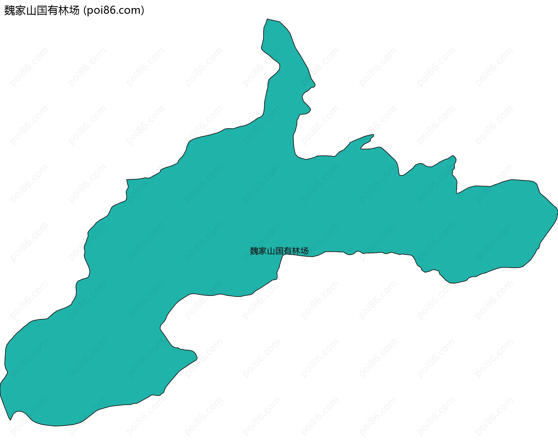 魏家山国有林场边界地图(五级行政区划)