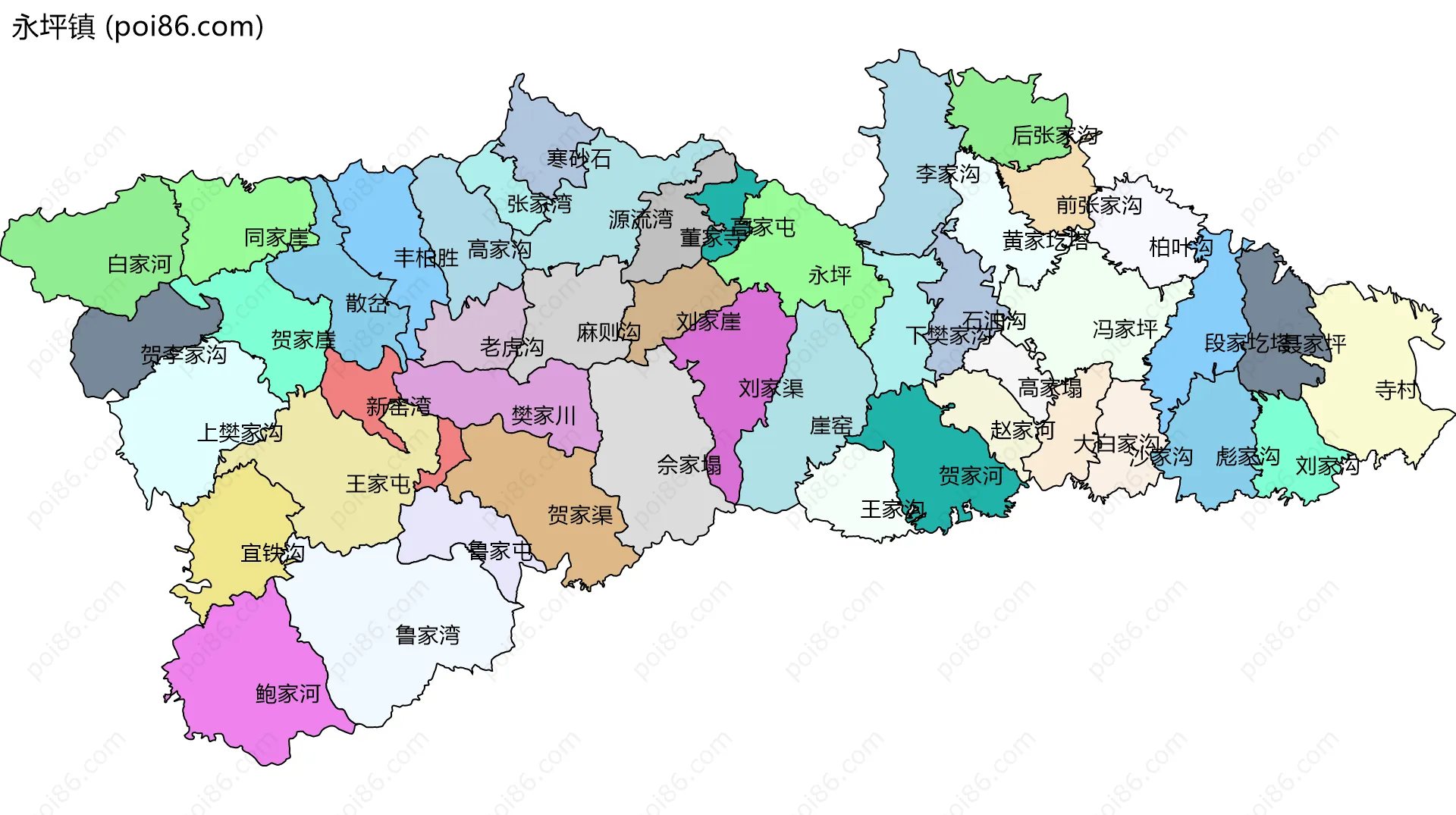 永坪镇边界地图(五级行政区划)