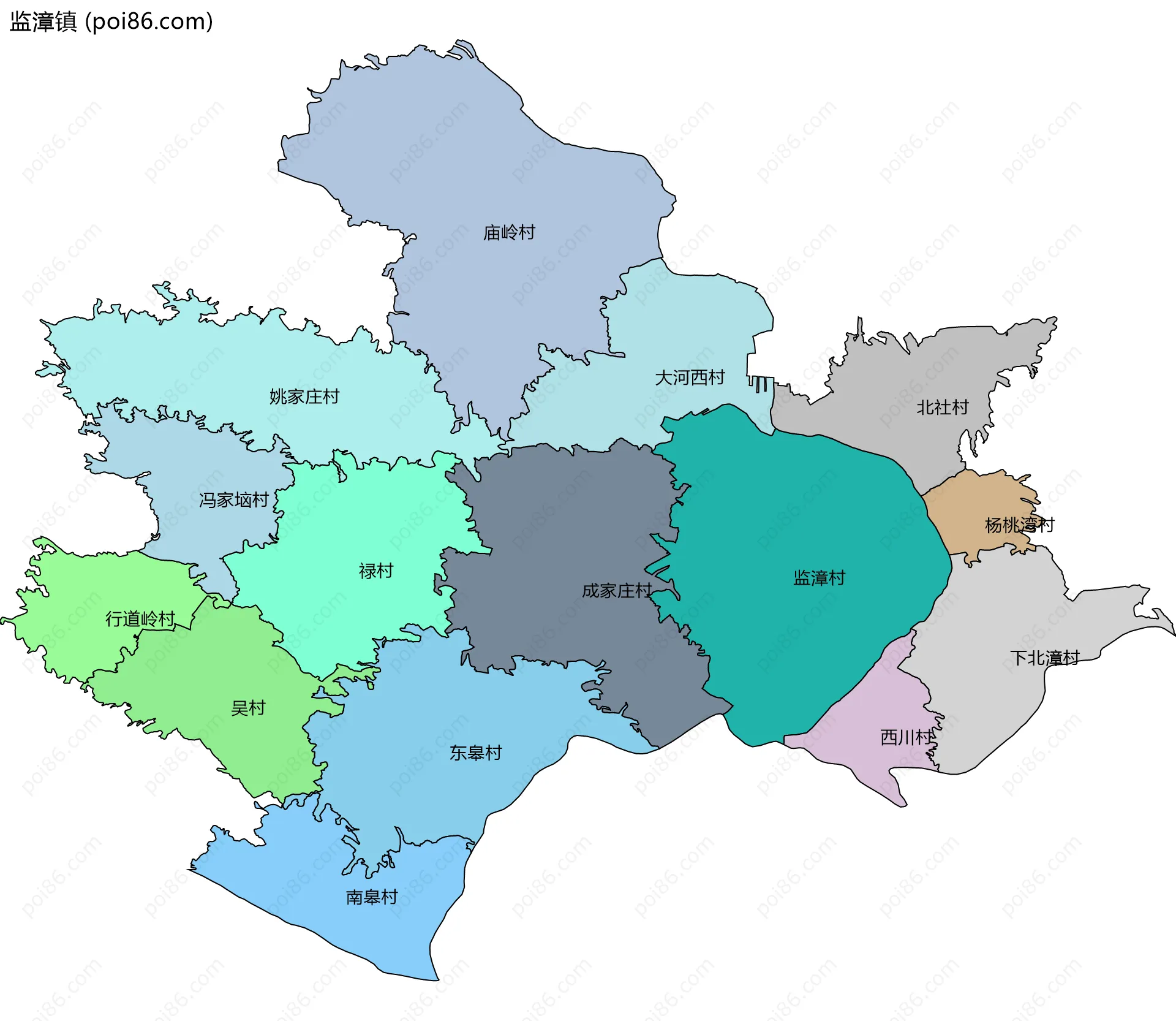 监漳镇边界地图(五级行政区划)