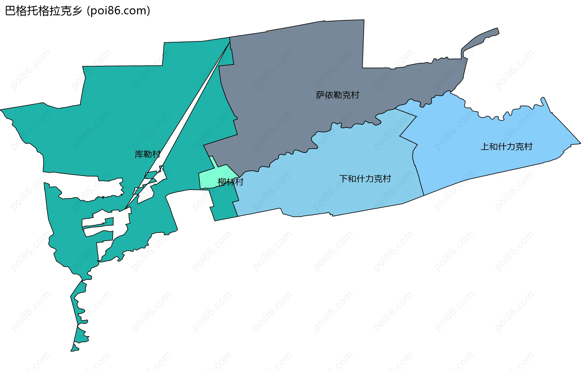 巴格托格拉克乡边界地图(五级行政区划)