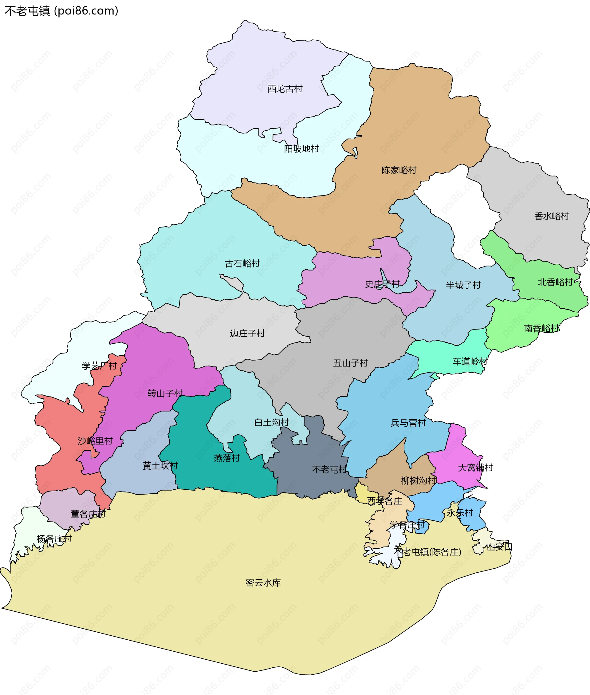 不老屯镇边界地图(五级行政区划)