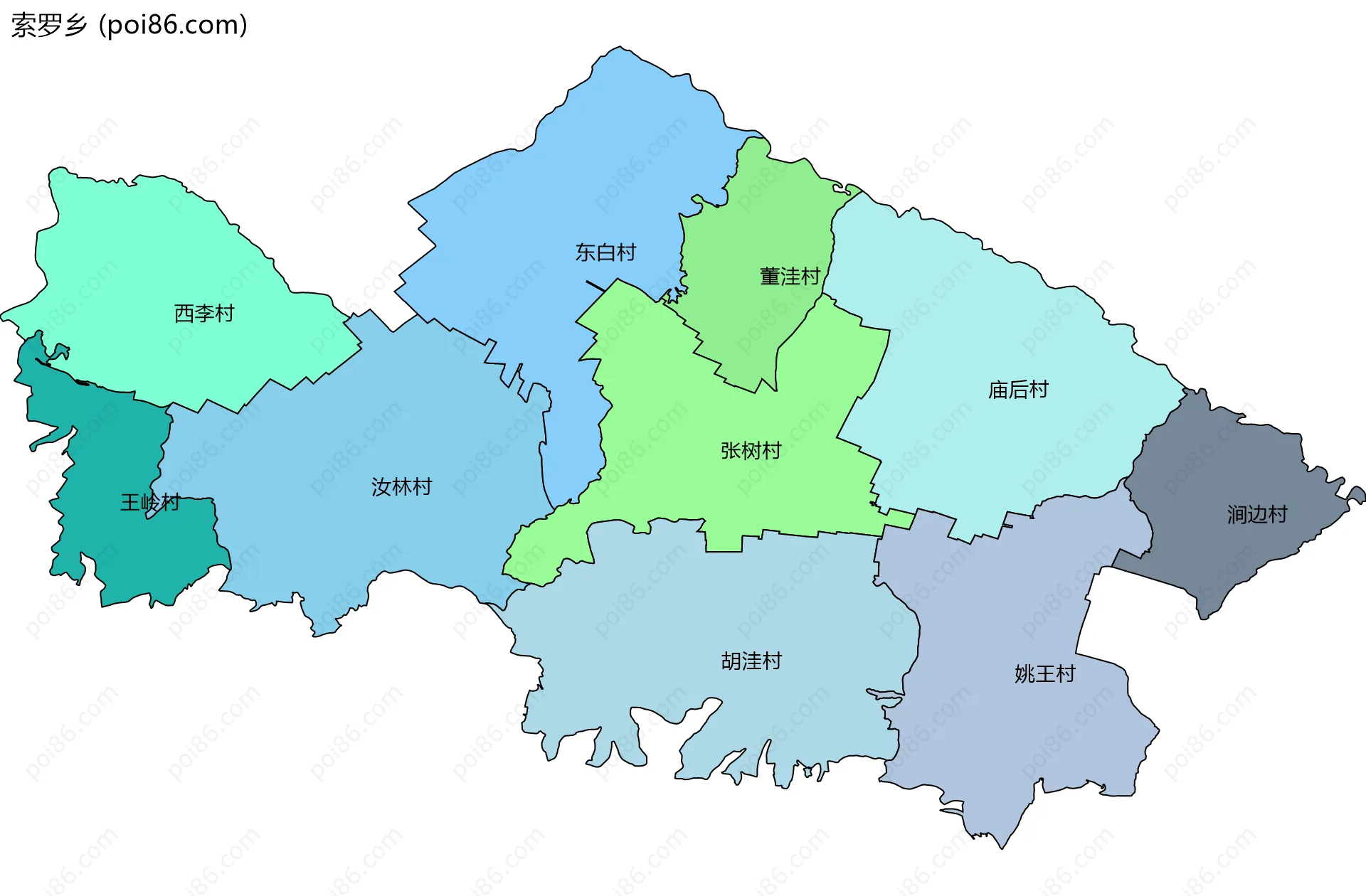索罗乡边界地图(五级行政区划)