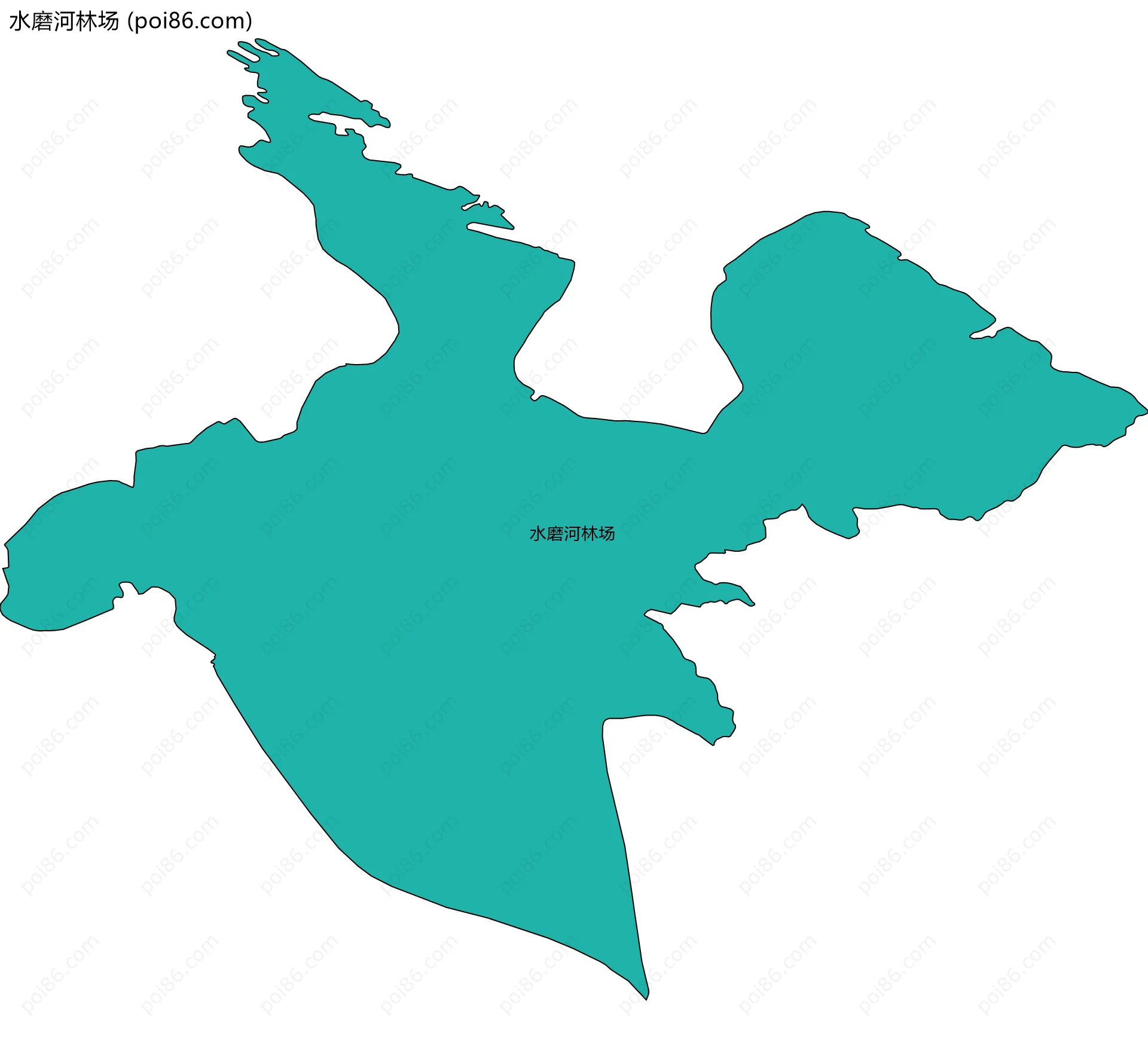 水磨河林场边界地图(五级行政区划)