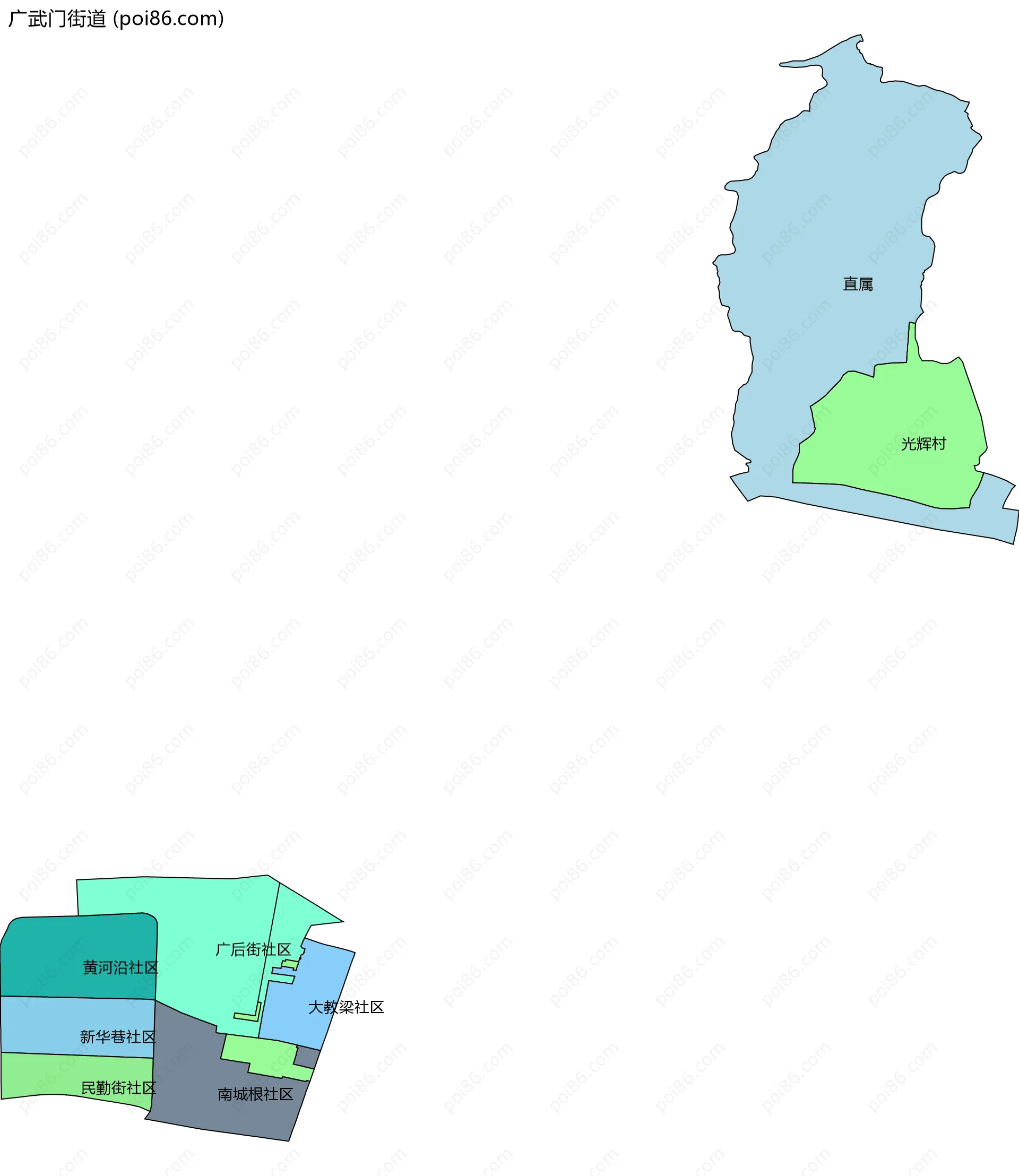 广武门街道边界地图(五级行政区划)