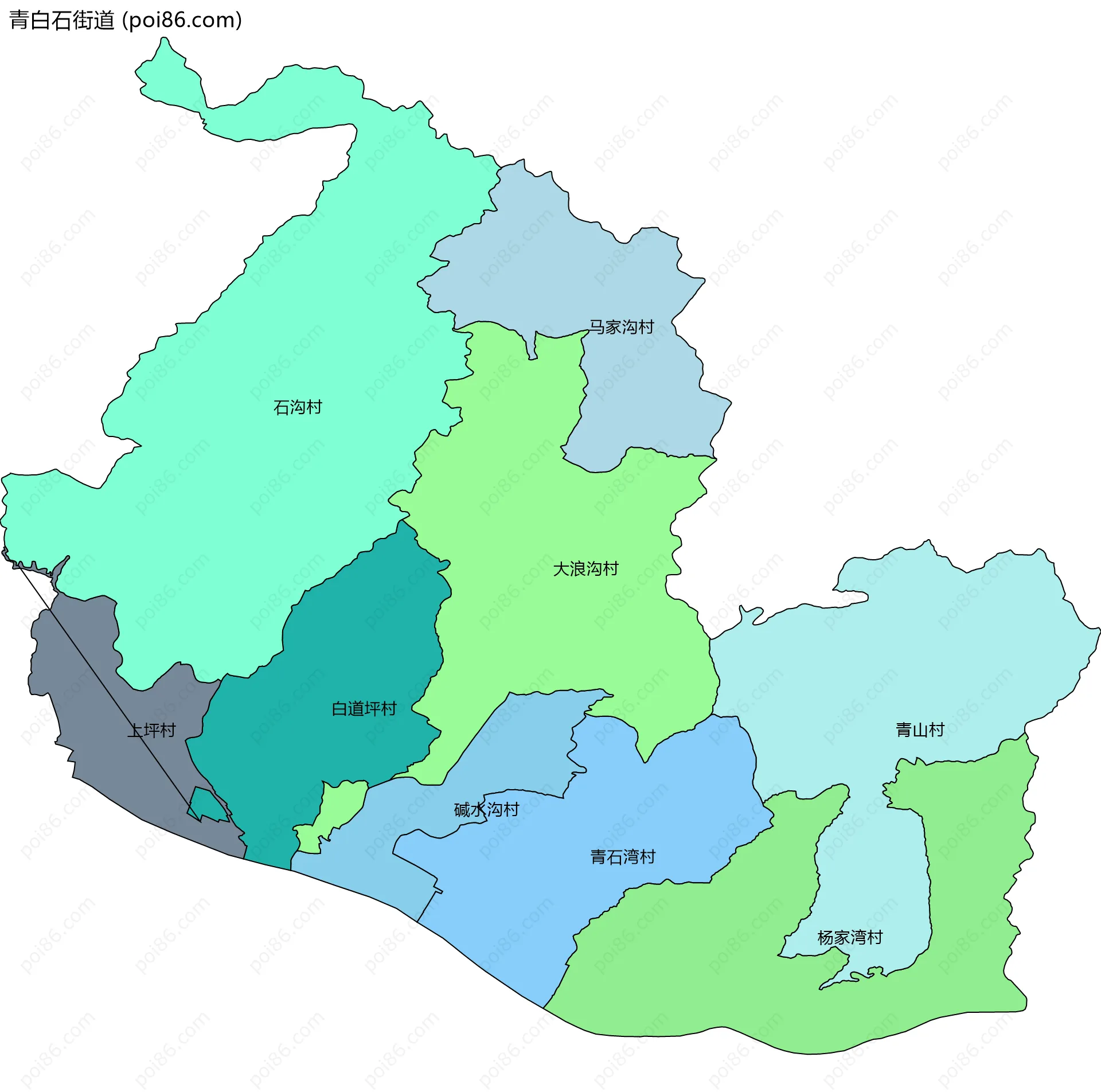 青白石街道边界地图(五级行政区划)