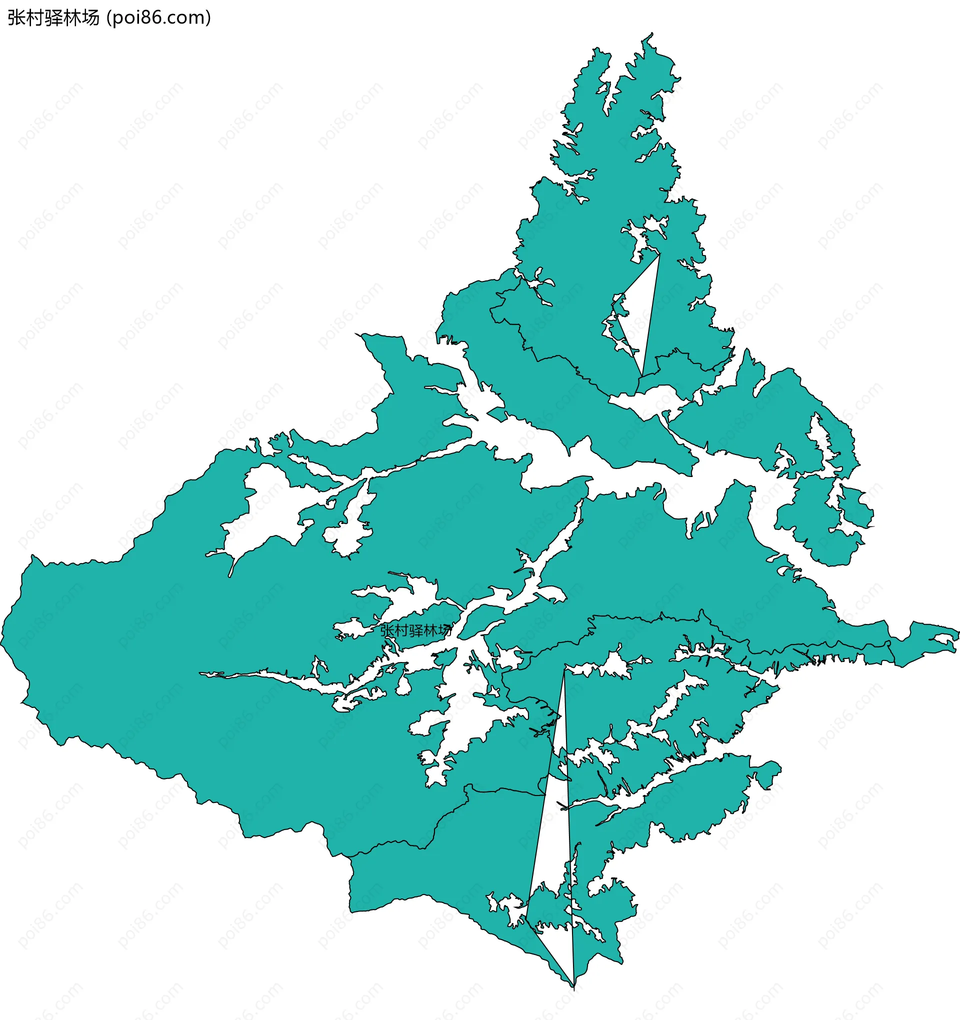 张村驿林场边界地图(五级行政区划)