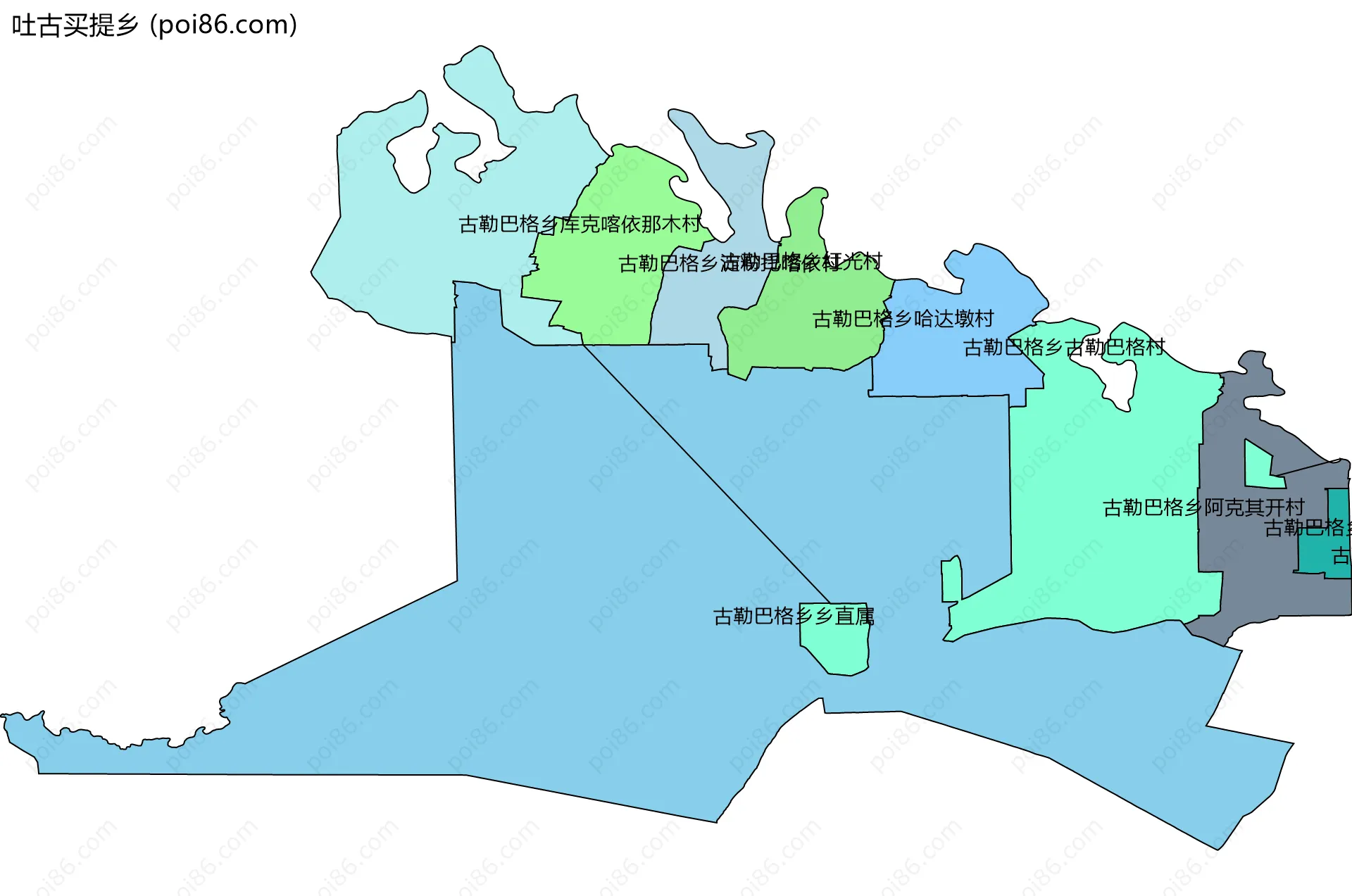 吐古买提乡边界地图(五级行政区划)
