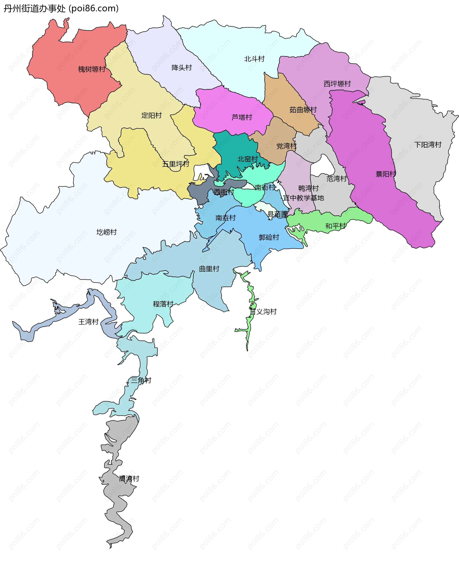 丹州街道办事处边界地图(五级行政区划)