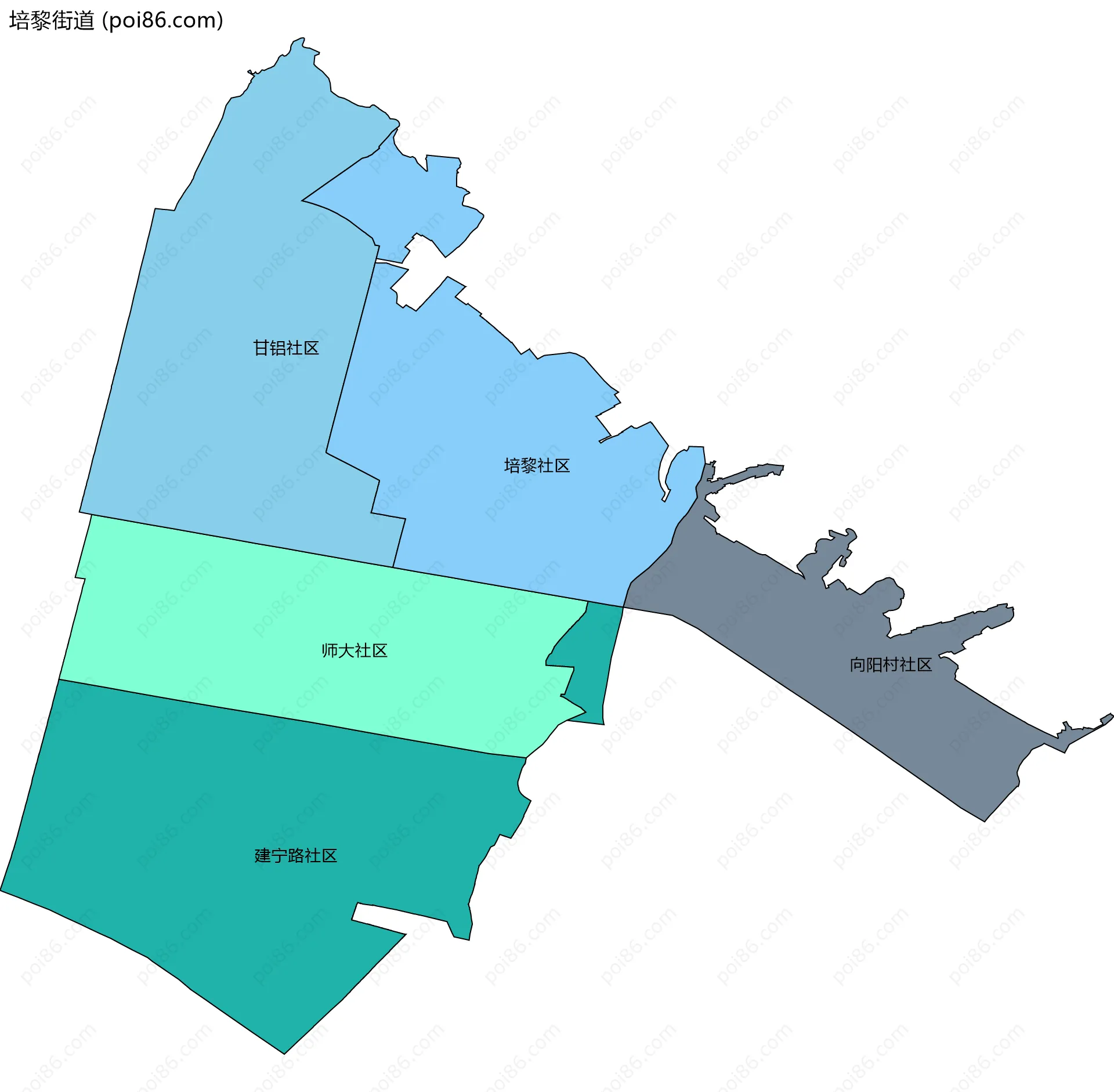 培黎街道边界地图(五级行政区划)