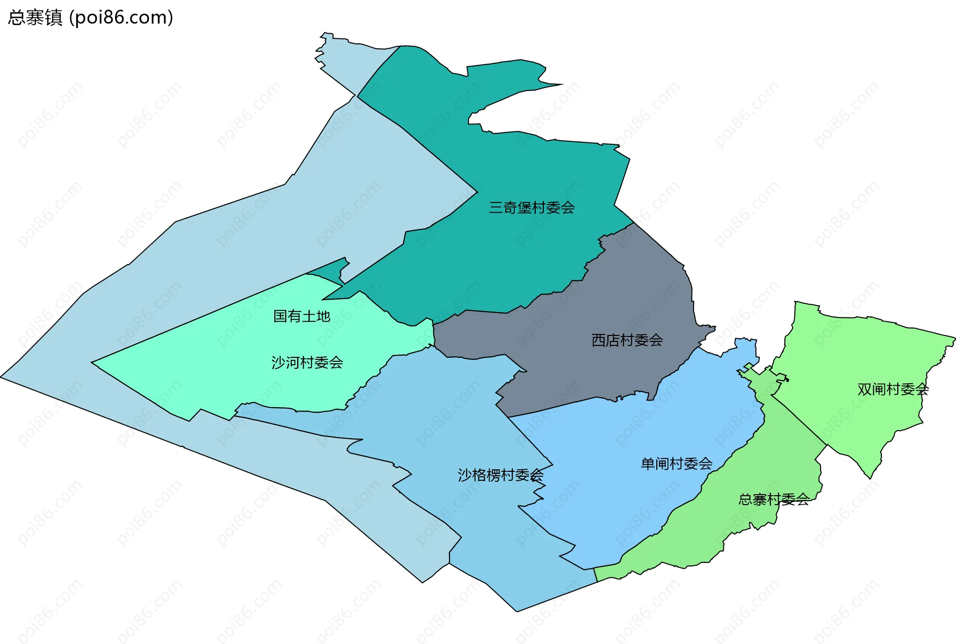 总寨镇边界地图(五级行政区划)