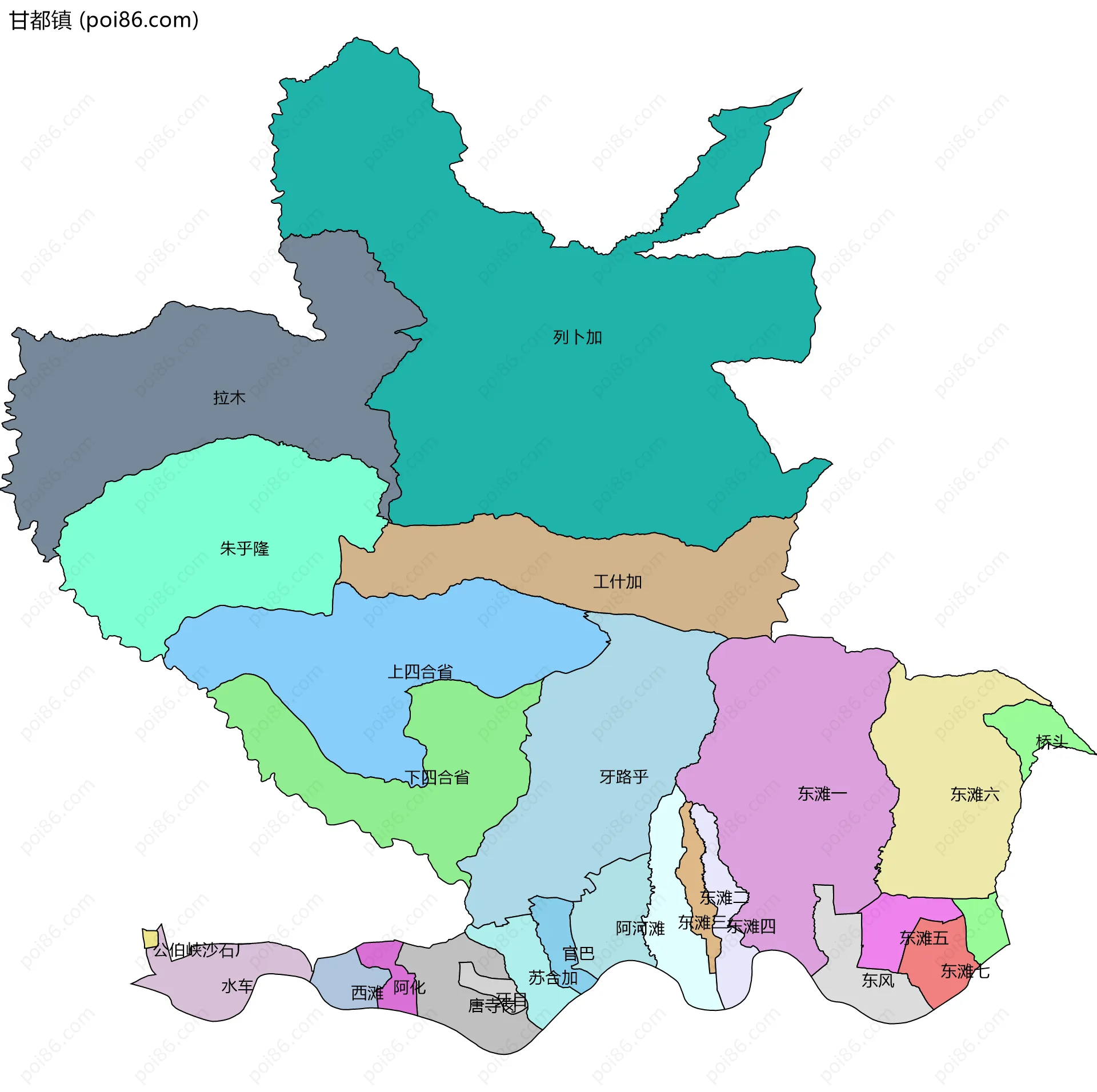 甘都镇边界地图(五级行政区划)