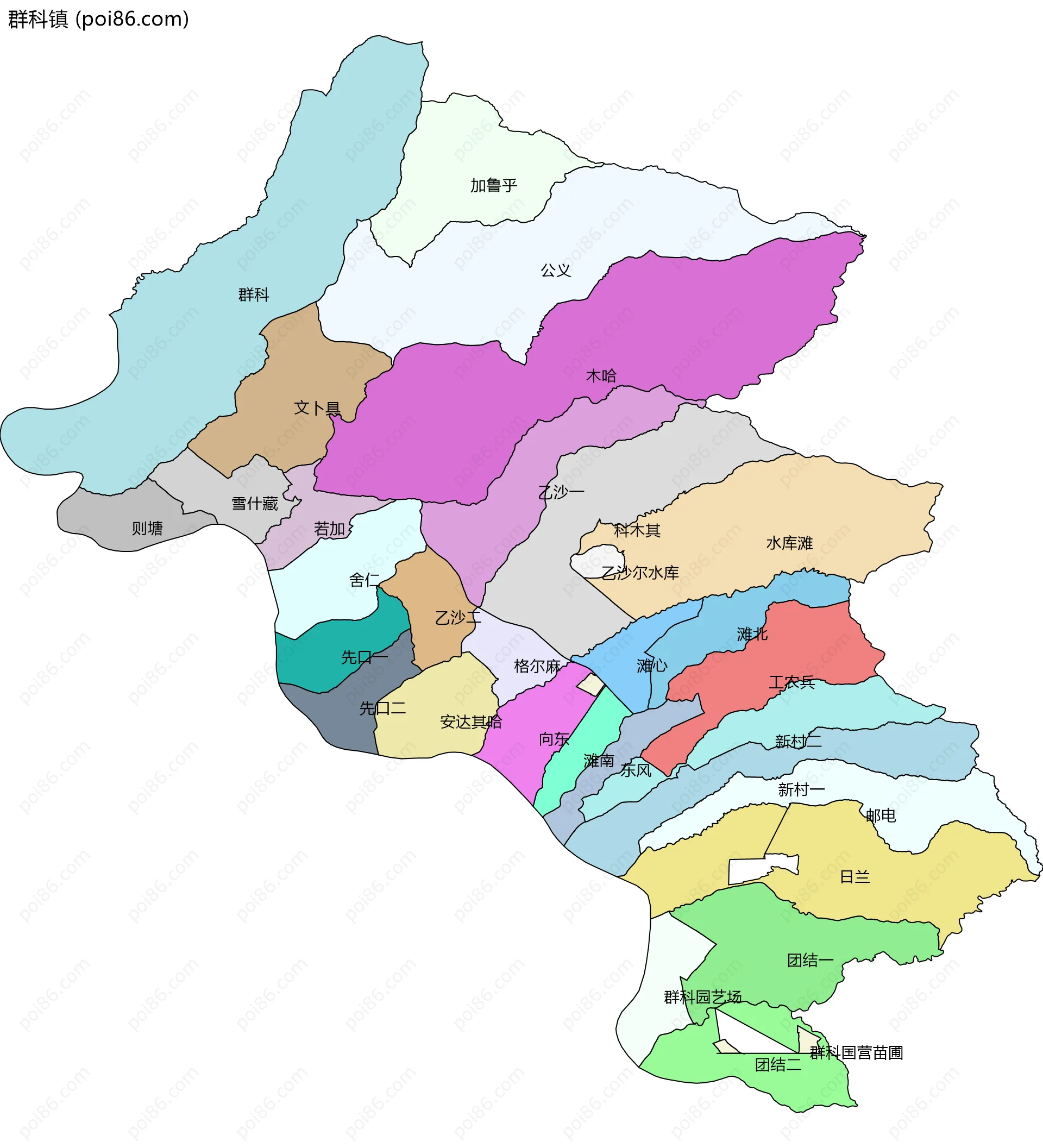 群科镇边界地图(五级行政区划)