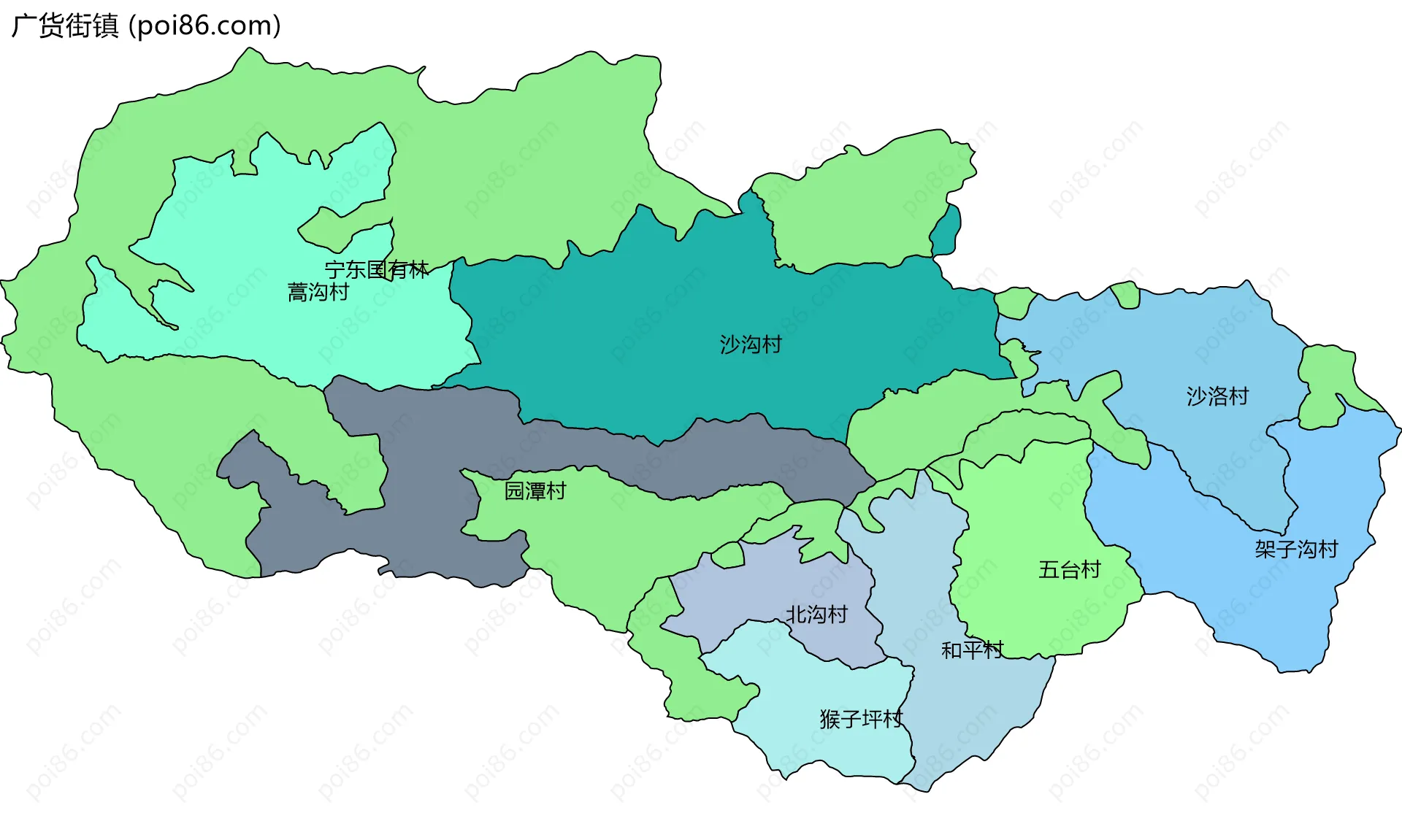 广货街镇边界地图(五级行政区划)