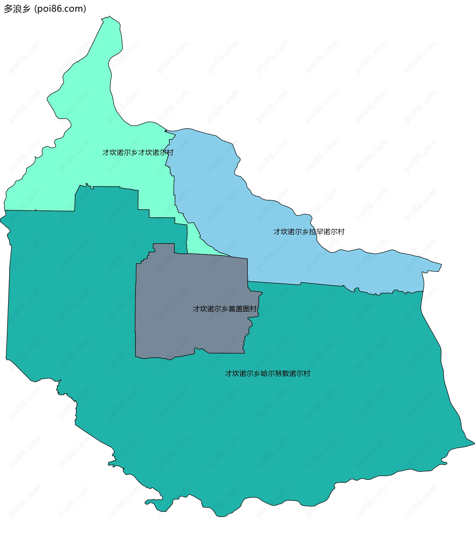 多浪乡边界地图(五级行政区划)