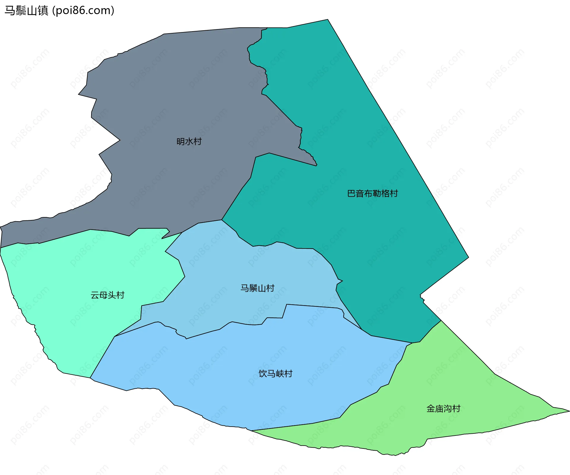 马鬃山镇边界地图(五级行政区划)