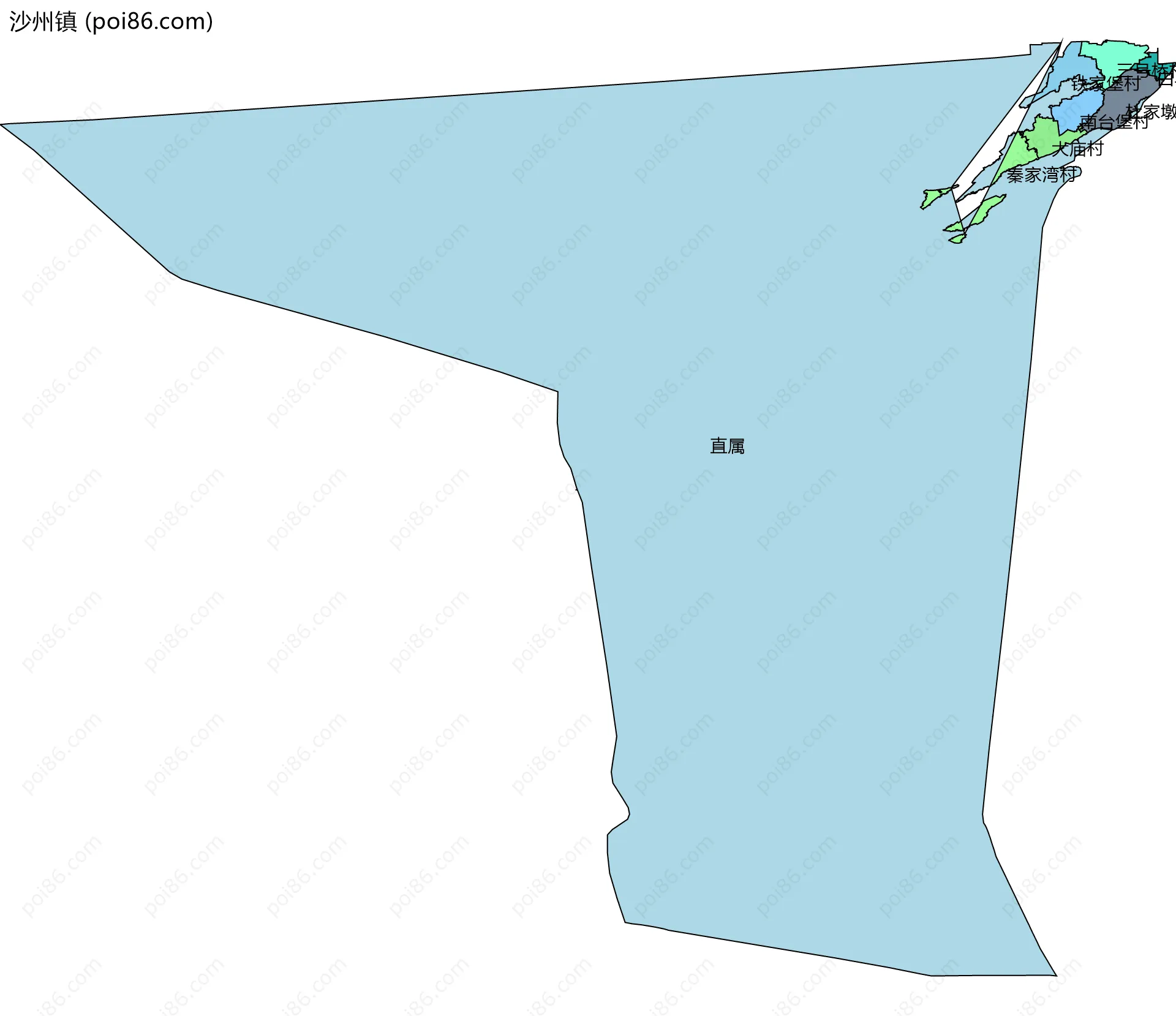 沙州镇边界地图(五级行政区划)