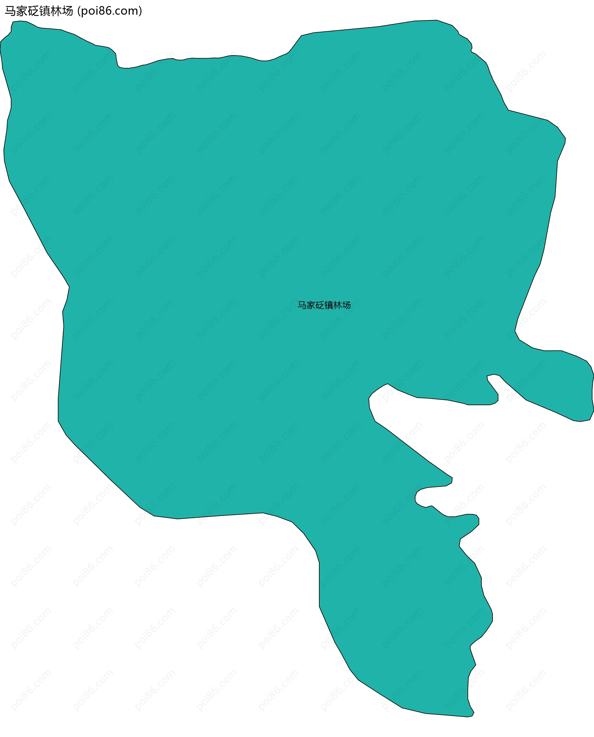 马家砭镇林场边界地图(五级行政区划)