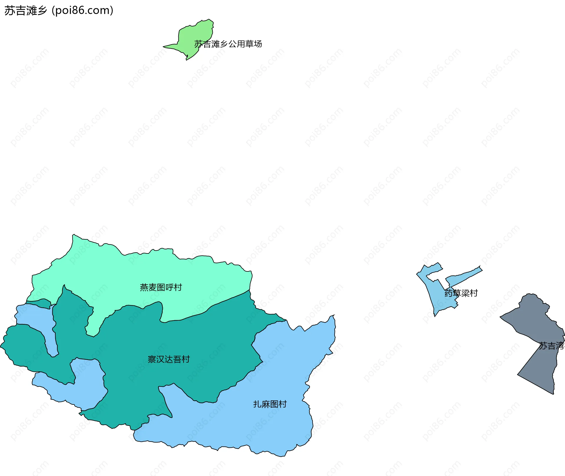 苏吉滩乡边界地图(五级行政区划)