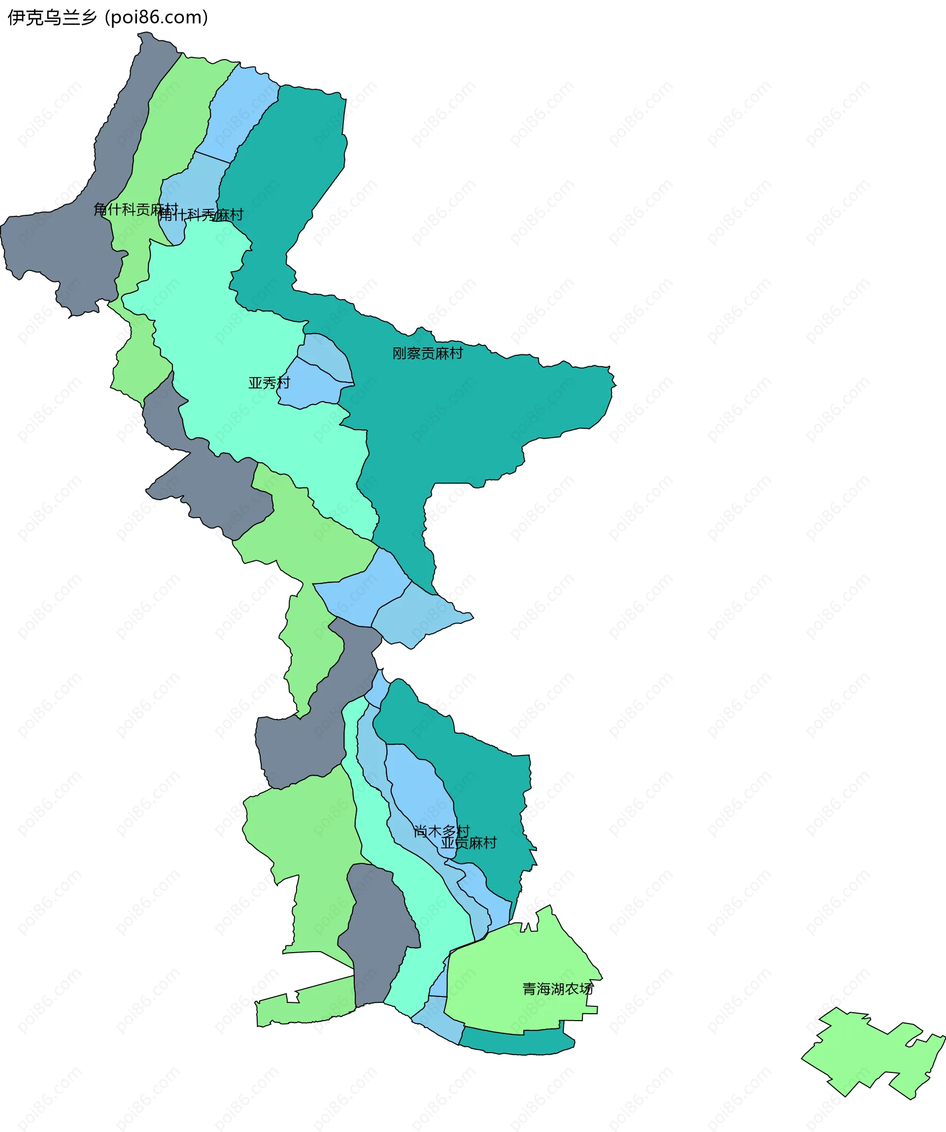 伊克乌兰乡边界地图(五级行政区划)