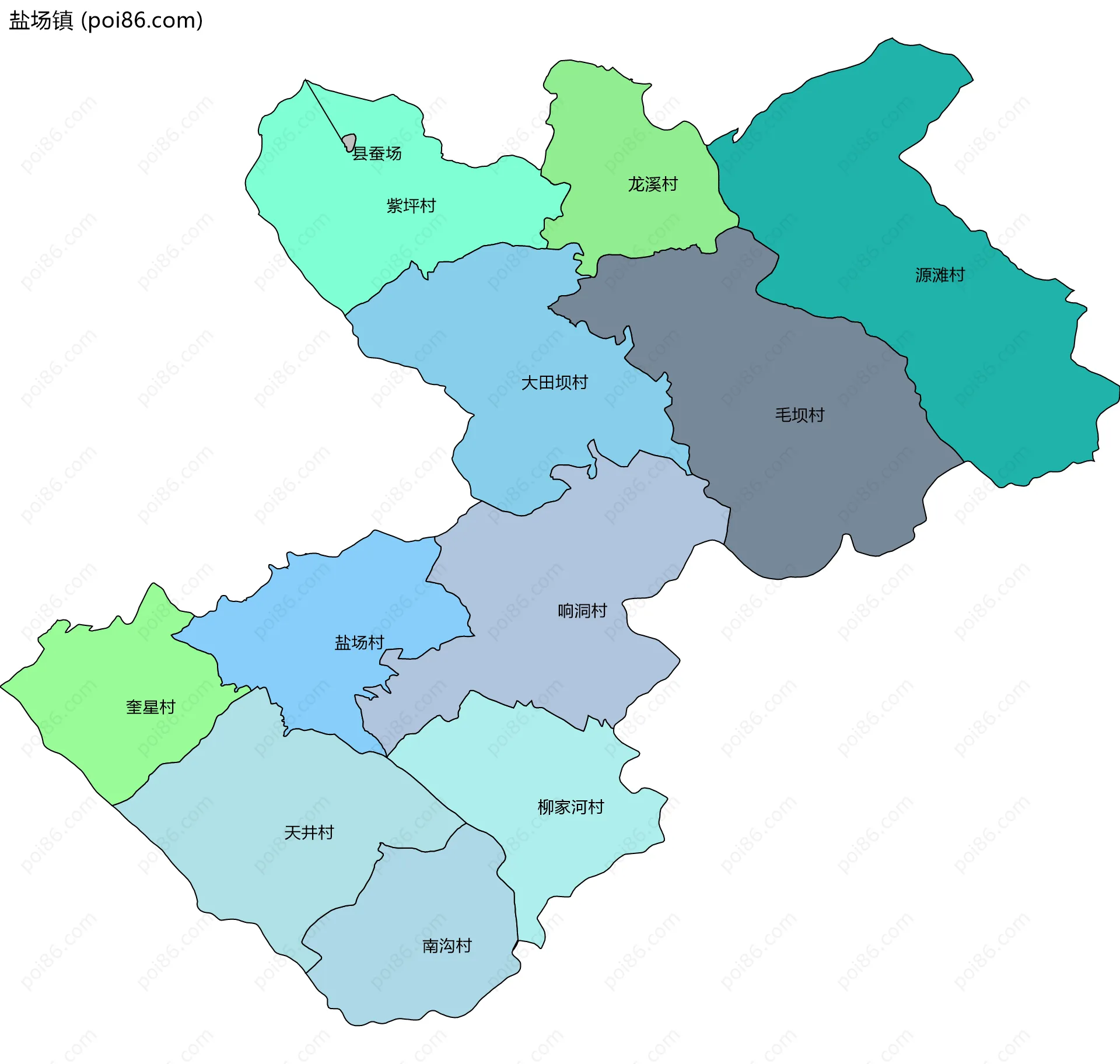 盐场镇边界地图(五级行政区划)