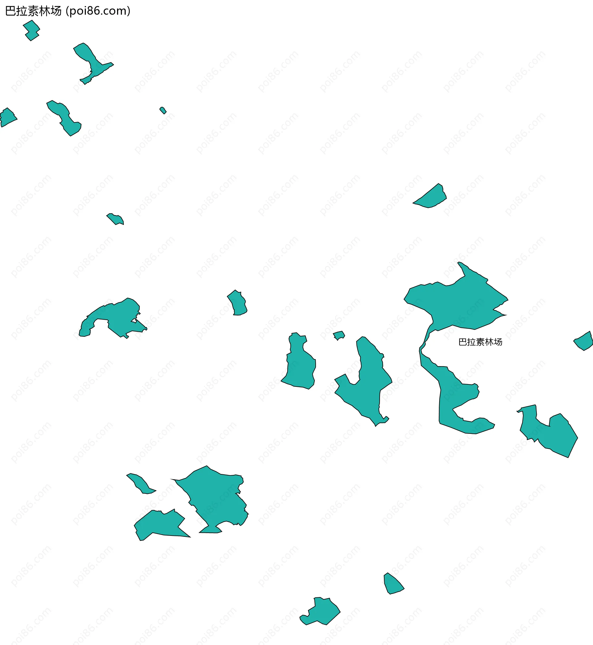 巴拉素林场边界地图(五级行政区划)