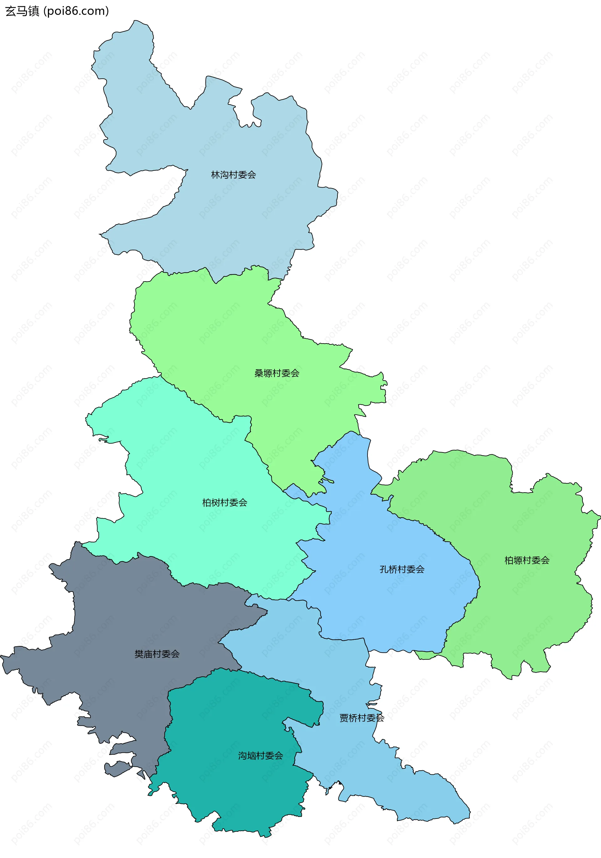 玄马镇边界地图(五级行政区划)