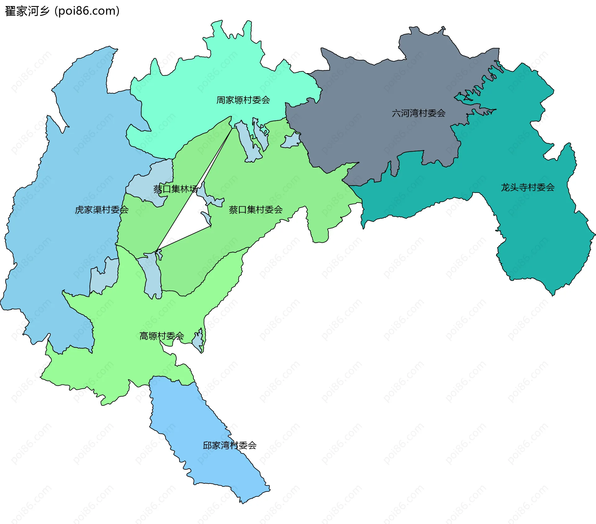 翟家河乡边界地图(五级行政区划)