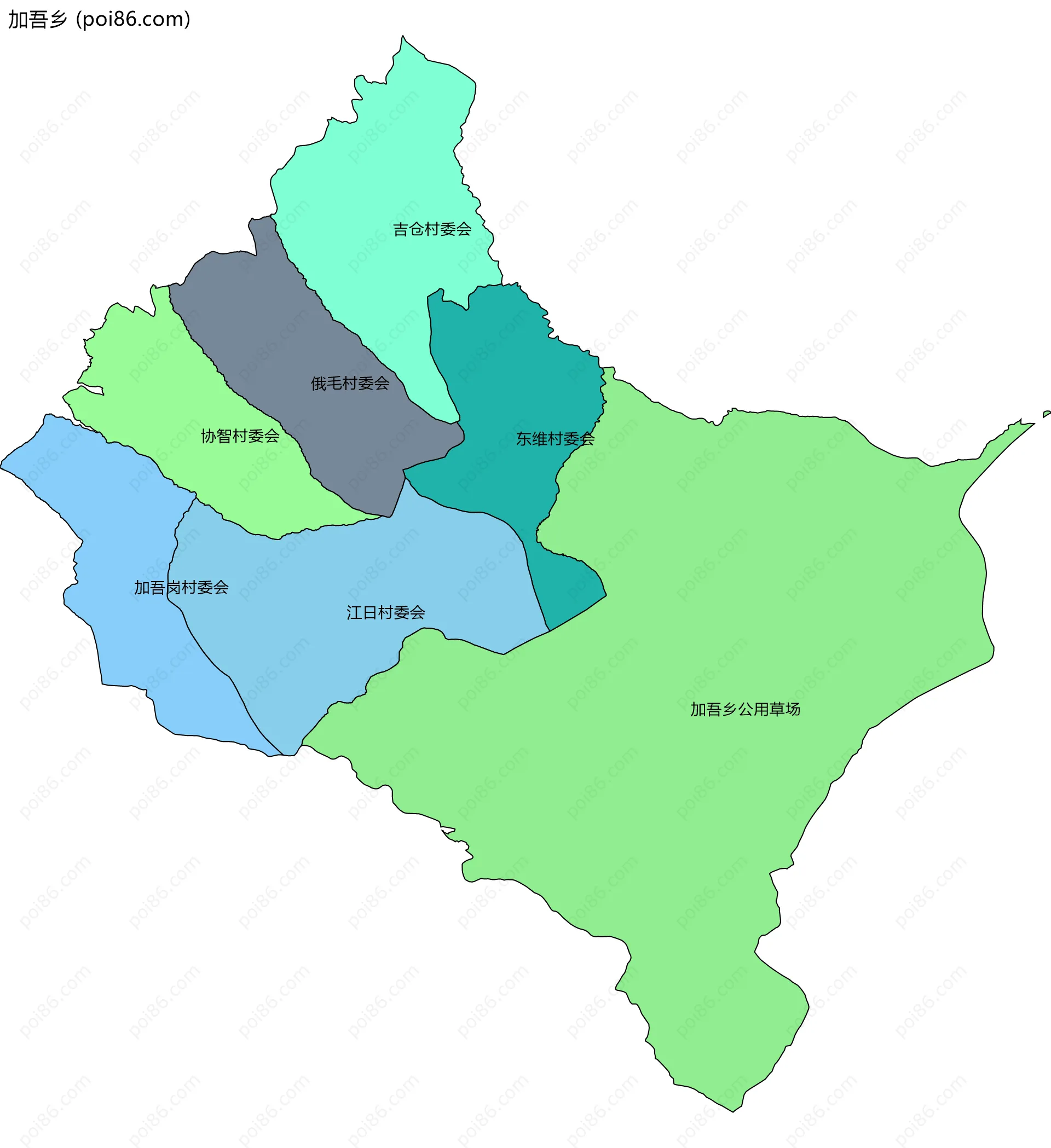 加吾乡边界地图(五级行政区划)