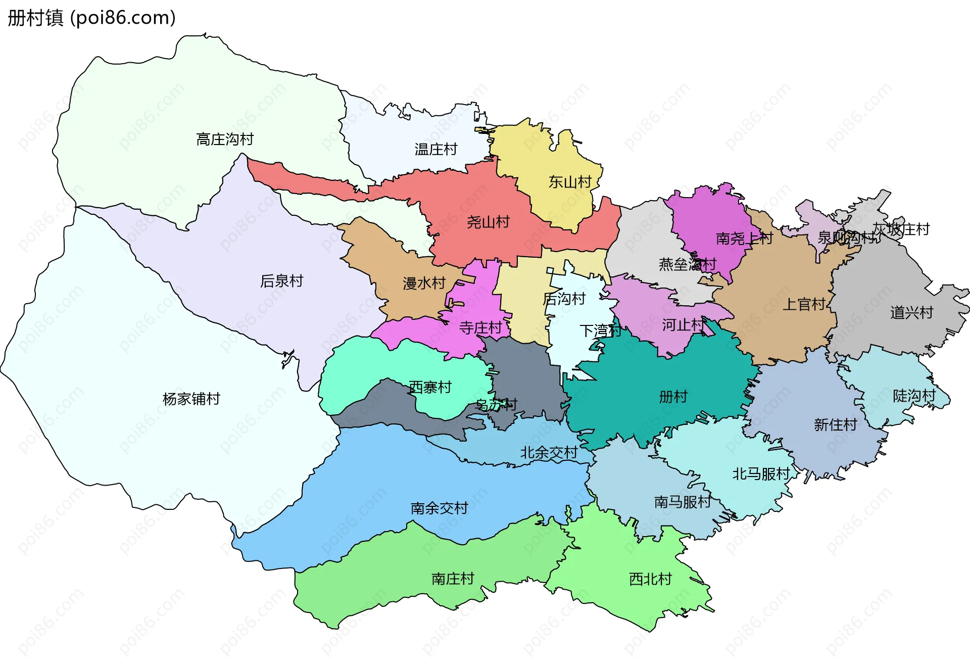 册村镇边界地图(五级行政区划)