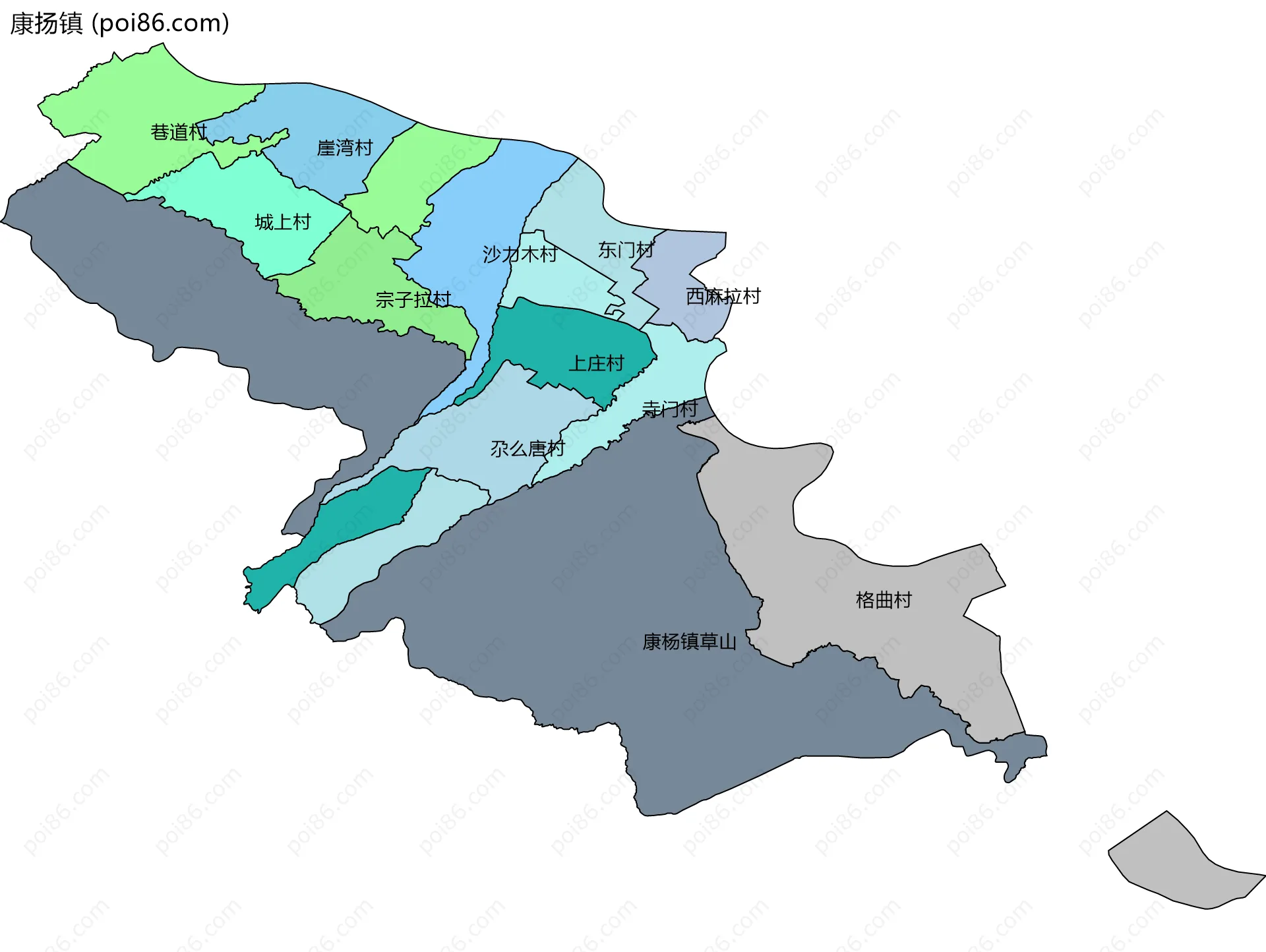 康扬镇边界地图(五级行政区划)