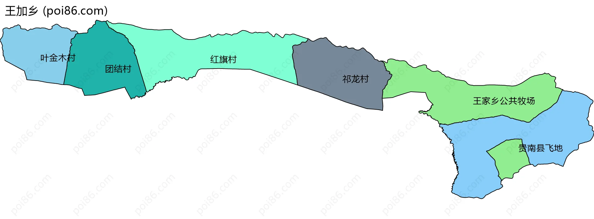 王加乡边界地图(五级行政区划)