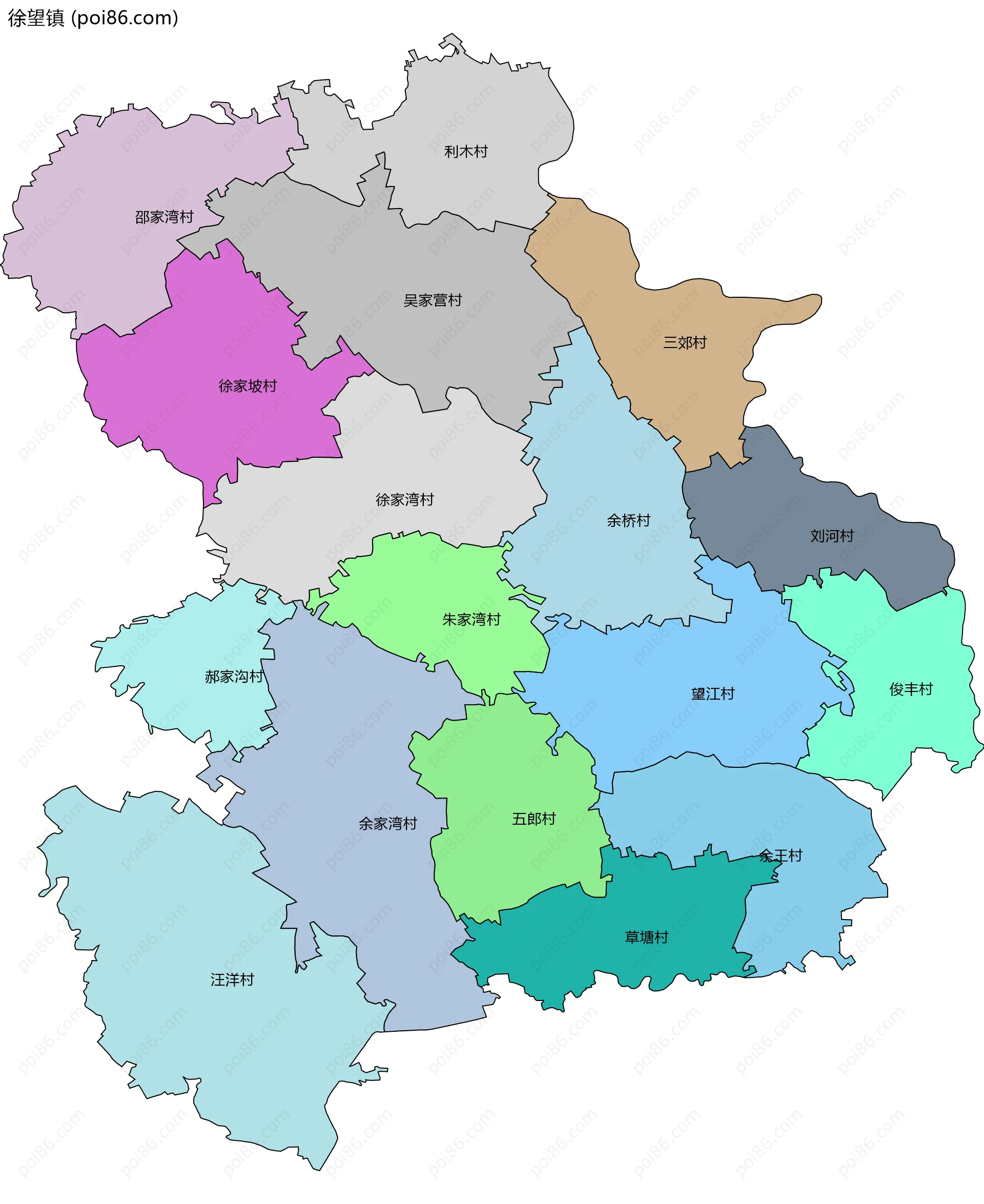 徐望镇边界地图(五级行政区划)