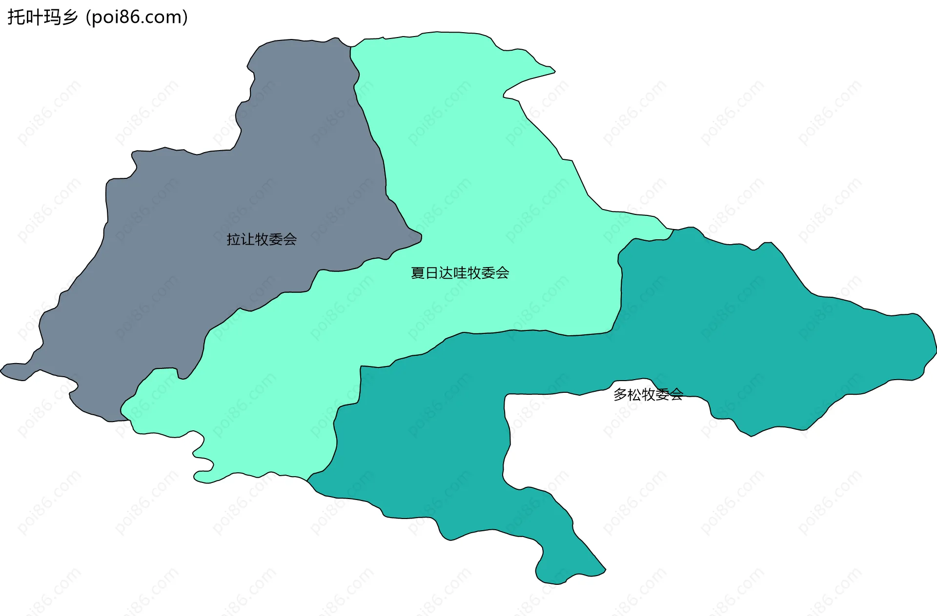托叶玛乡边界地图(五级行政区划)