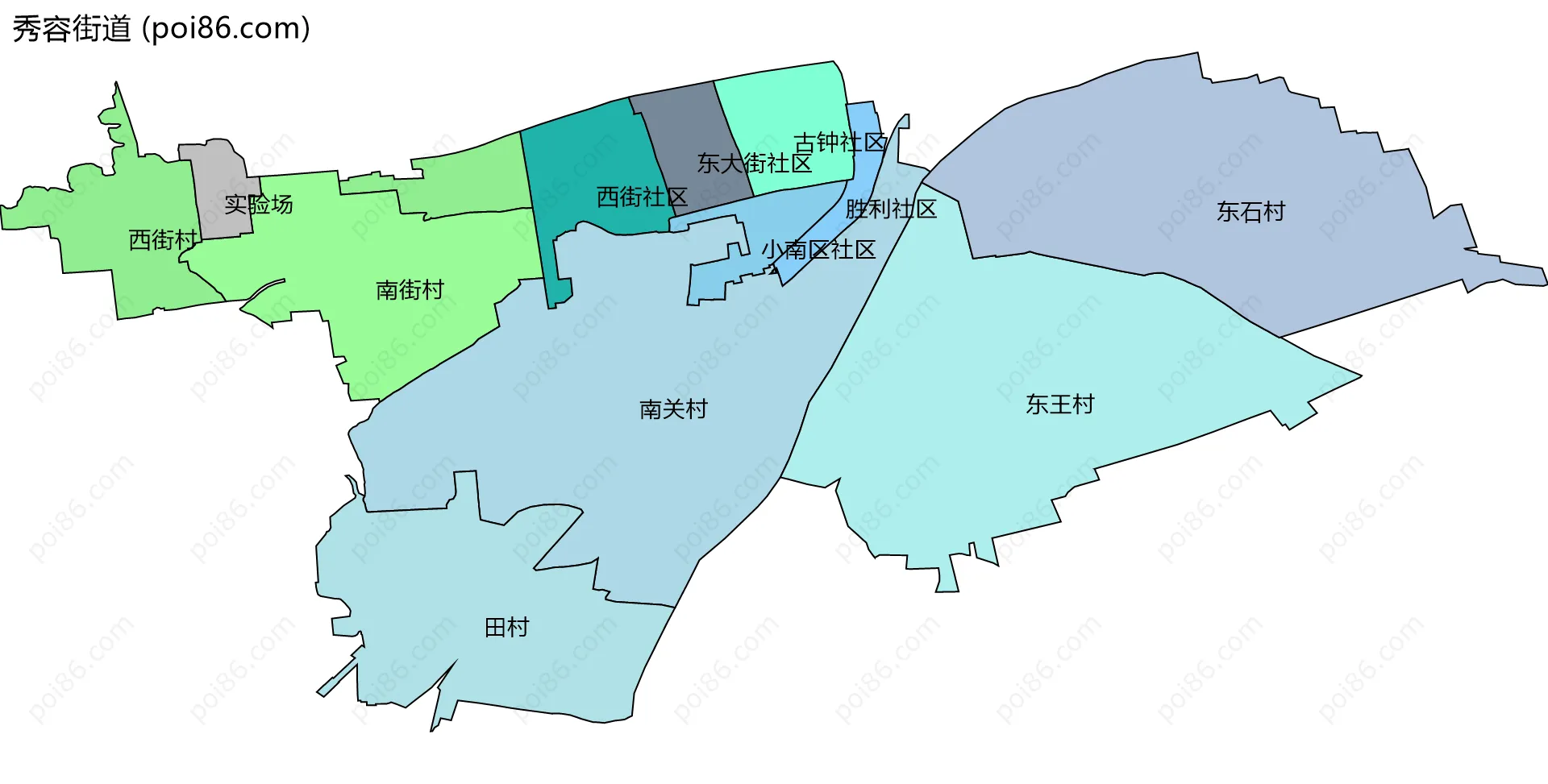 秀容街道边界地图(五级行政区划)