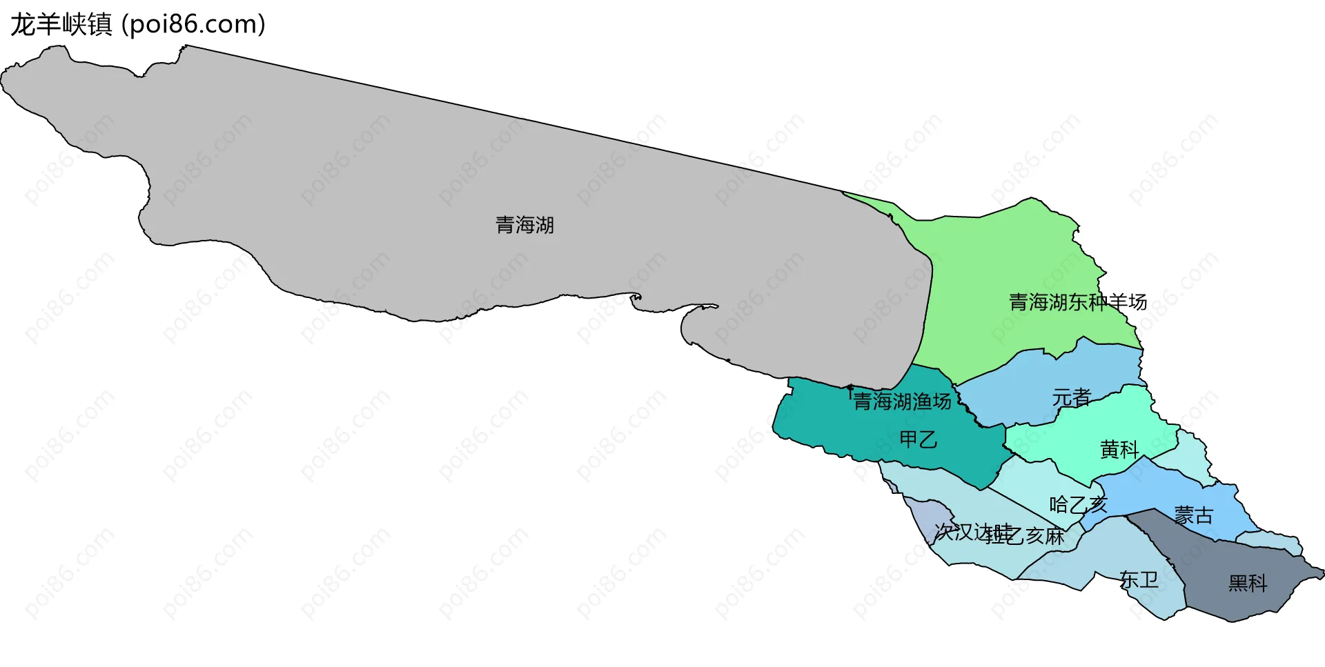 龙羊峡镇边界地图(五级行政区划)