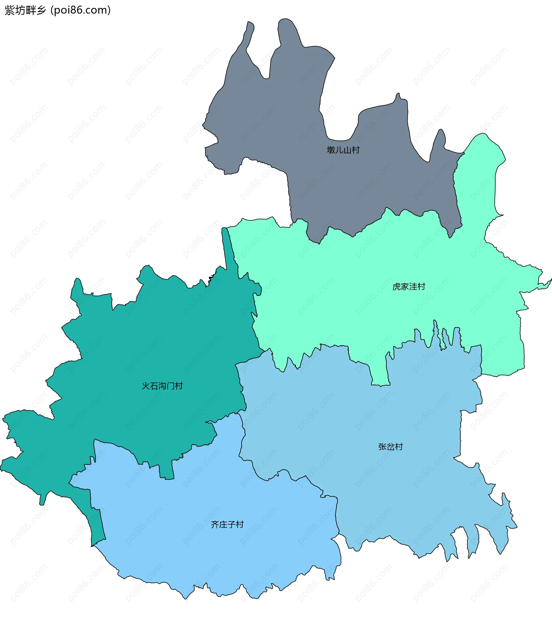 紫坊畔乡边界地图(五级行政区划)