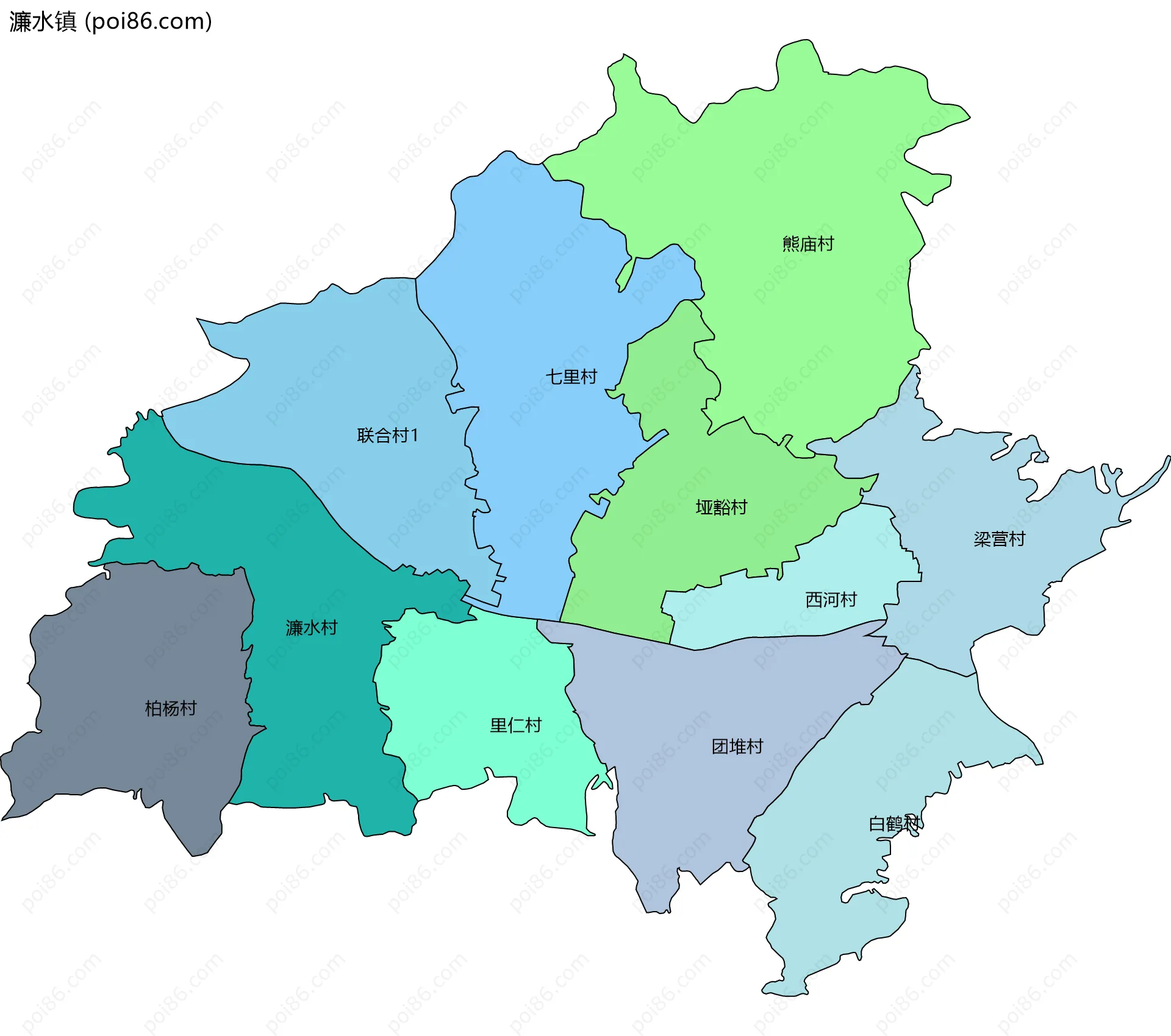 濂水镇边界地图(五级行政区划)