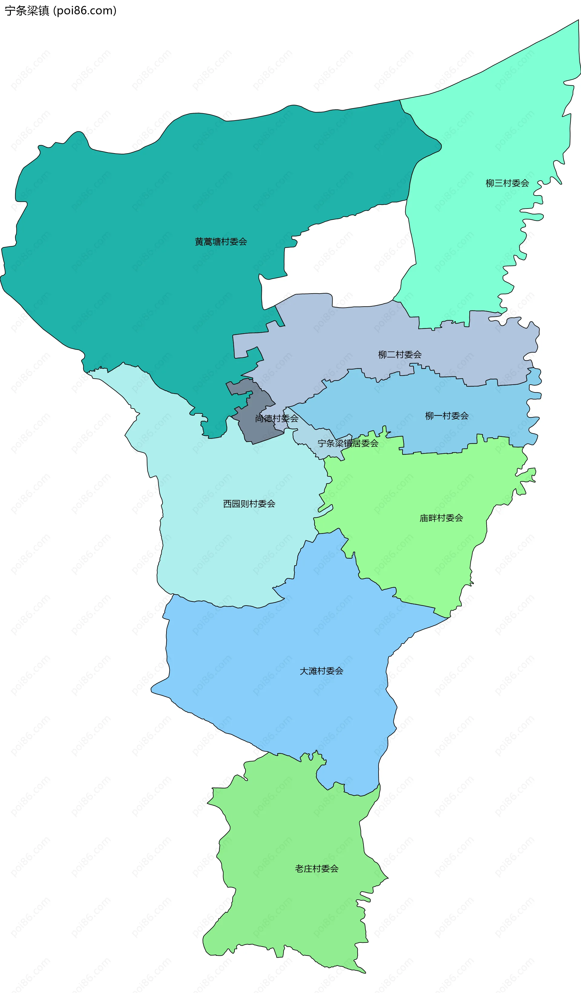 宁条梁镇边界地图(五级行政区划)