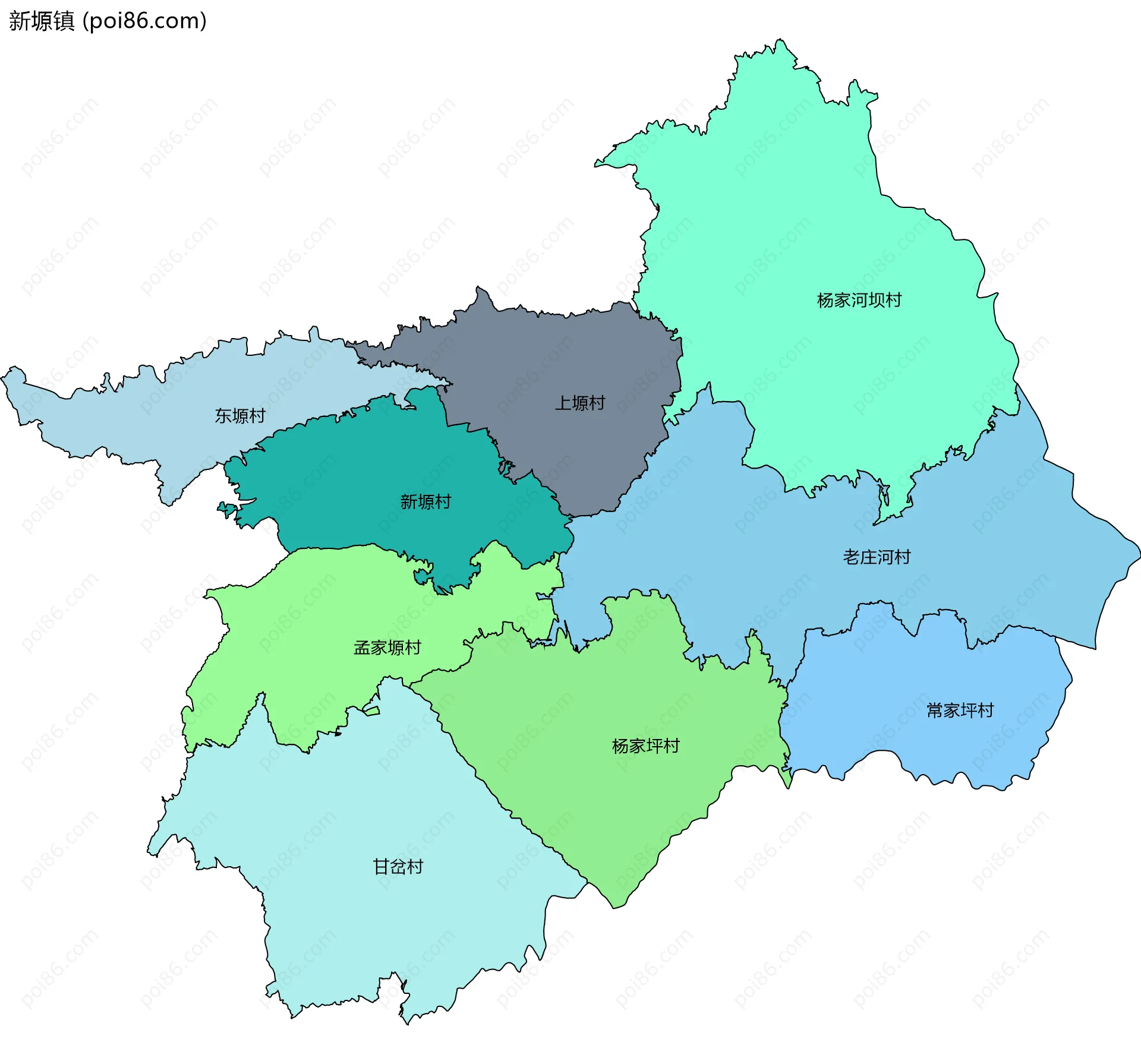 新塬镇边界地图(五级行政区划)