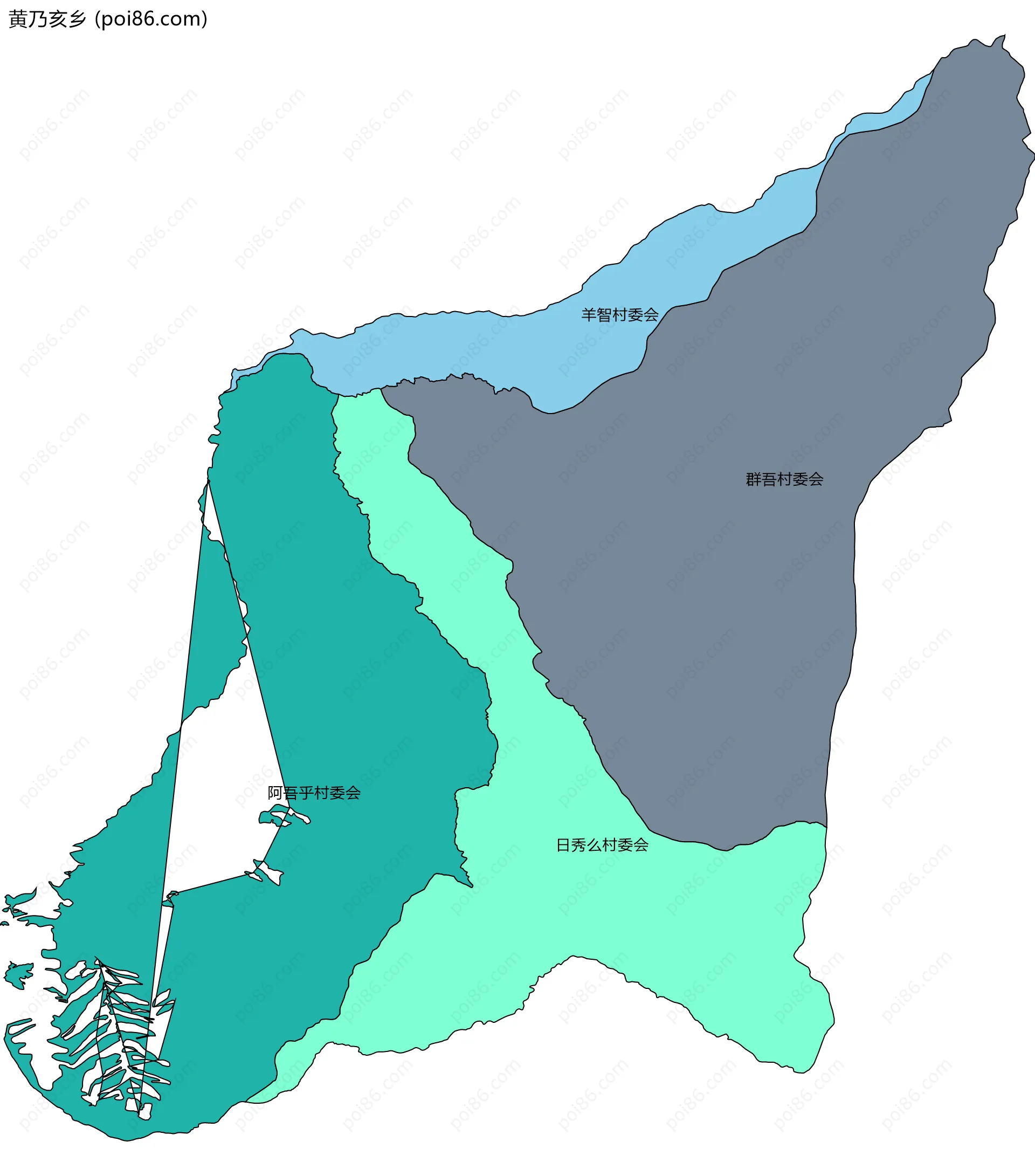 黄乃亥乡边界地图(五级行政区划)