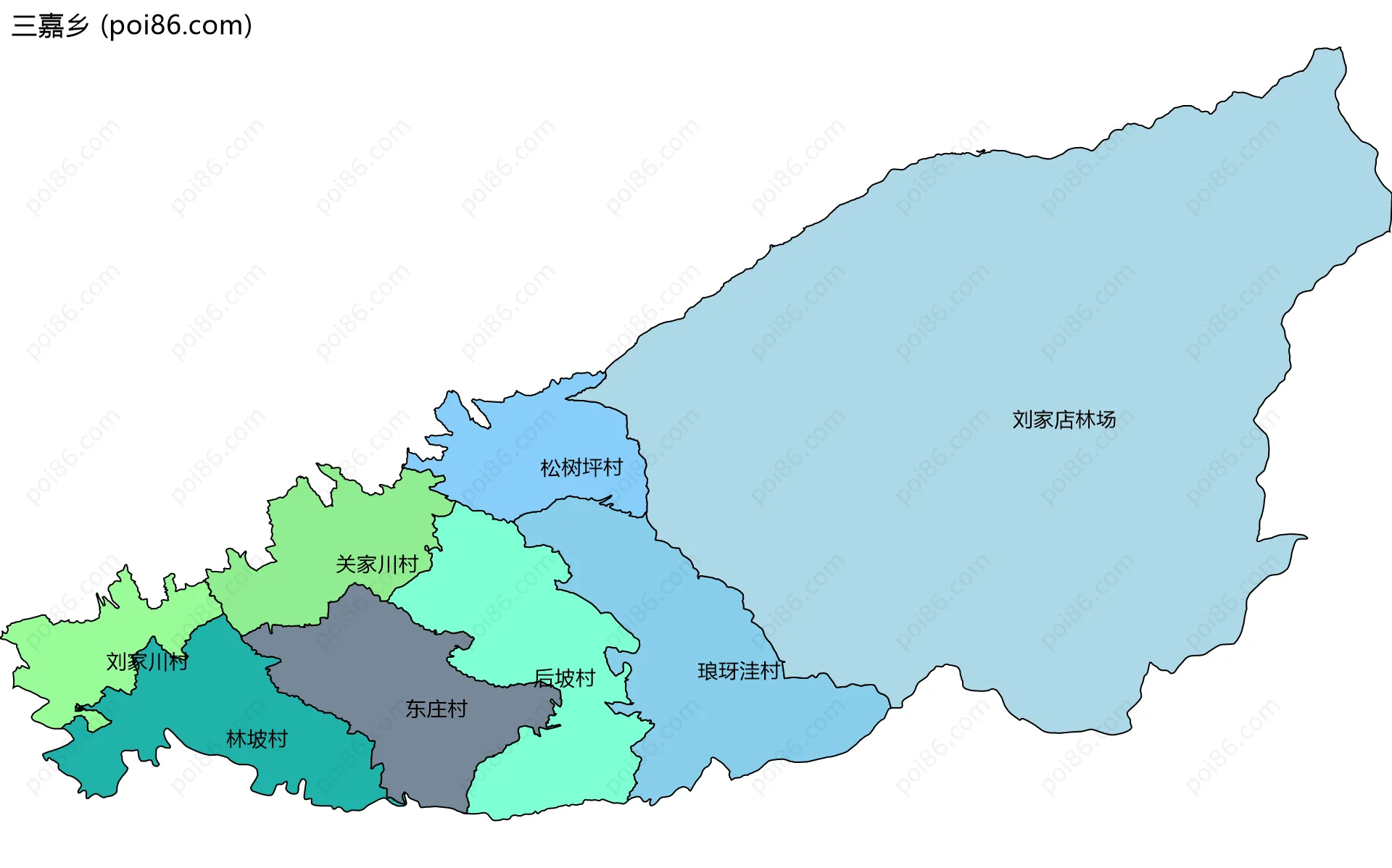 三嘉乡边界地图(五级行政区划)