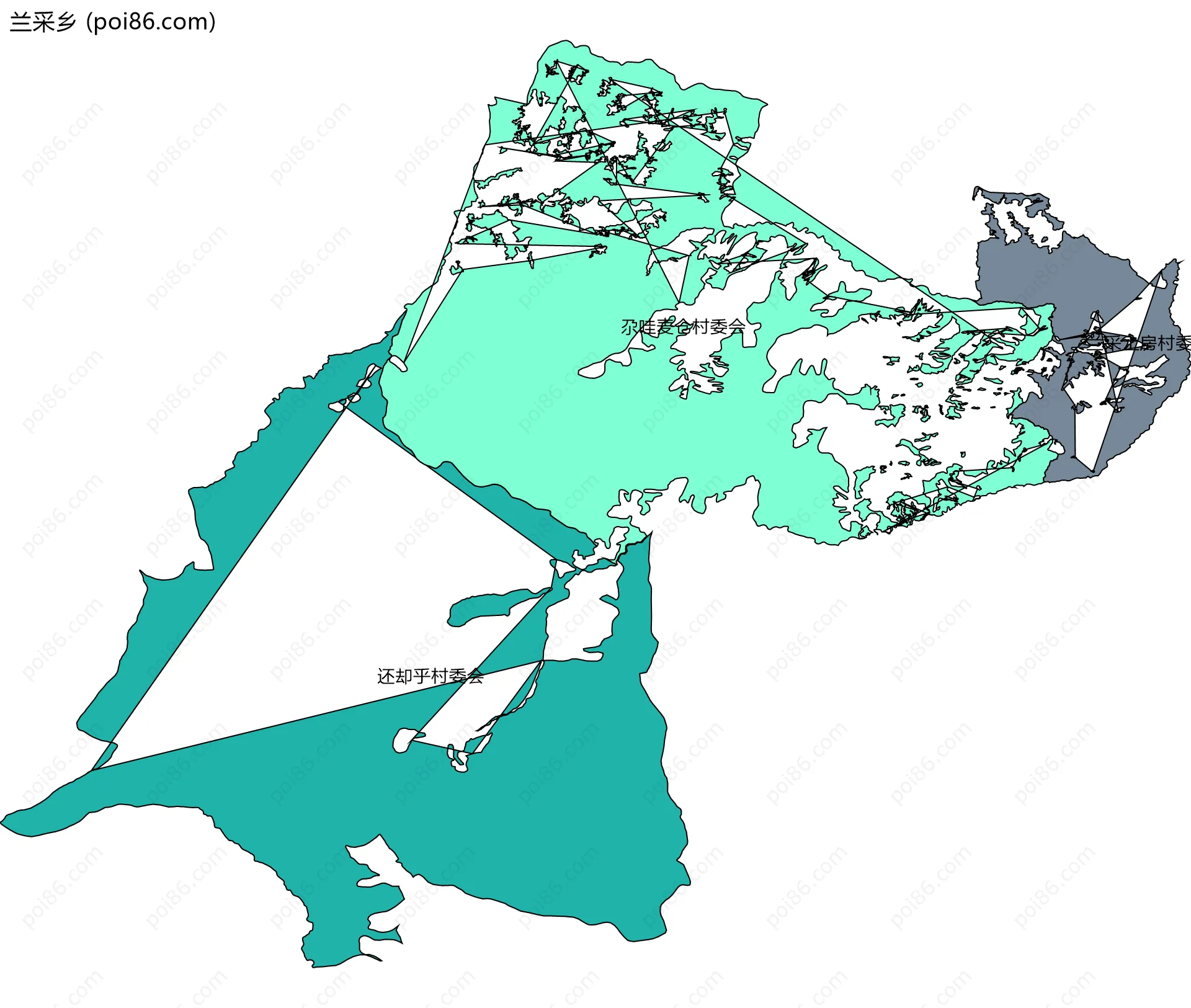 兰采乡边界地图(五级行政区划)