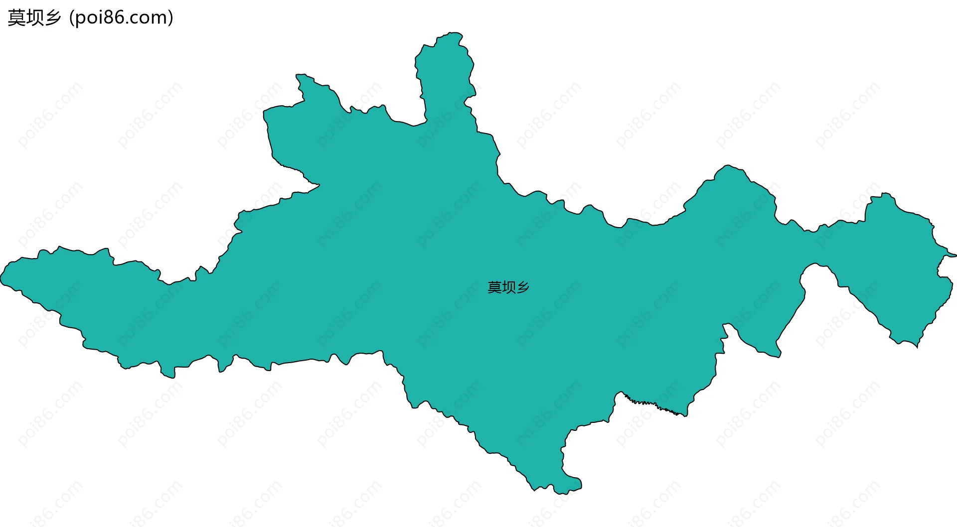 莫坝乡边界地图(五级行政区划)