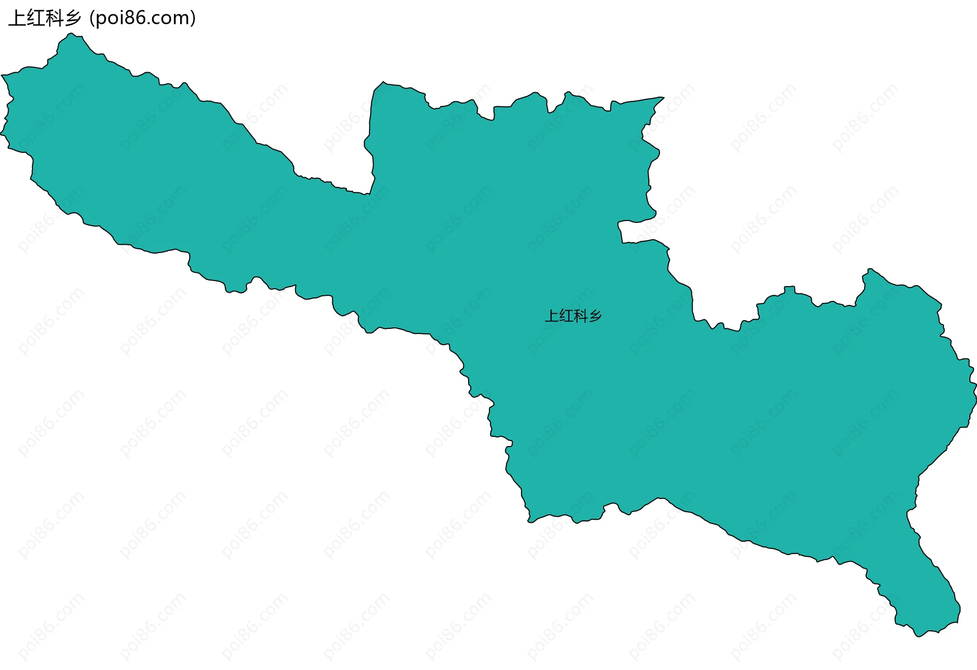 上红科乡边界地图(五级行政区划)